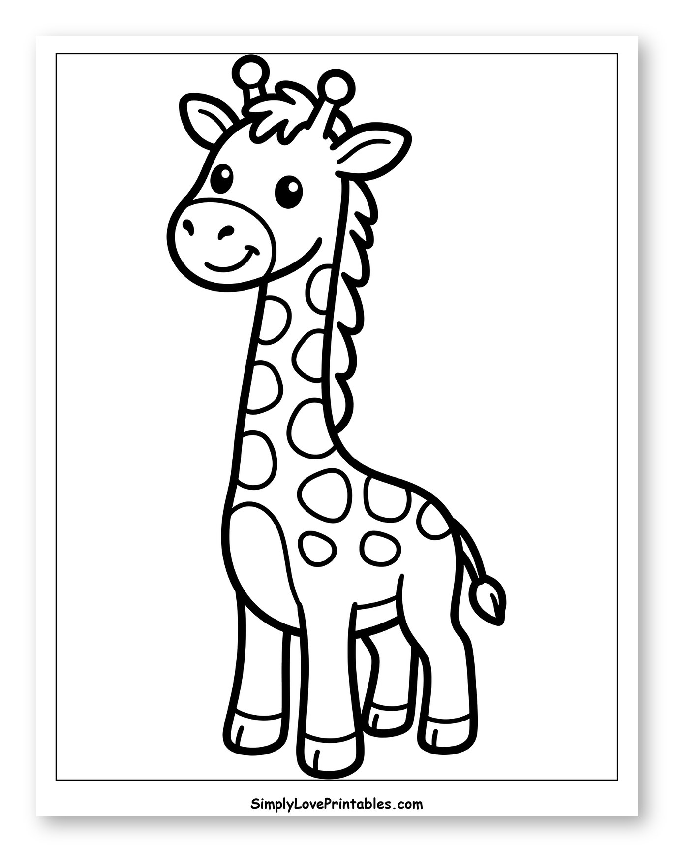 Cute Cartoon Giraffe Standing Happily