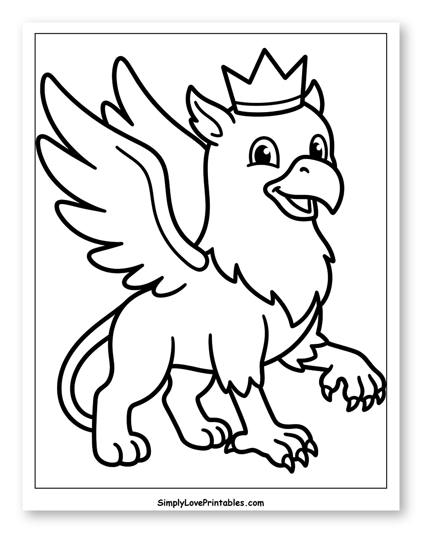 Cute Cartoon Griffin Wearing a Crown