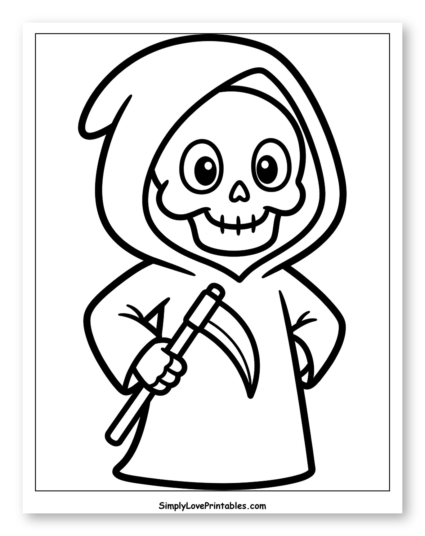 Cute Cartoon Grim Reaper Holding Scythe