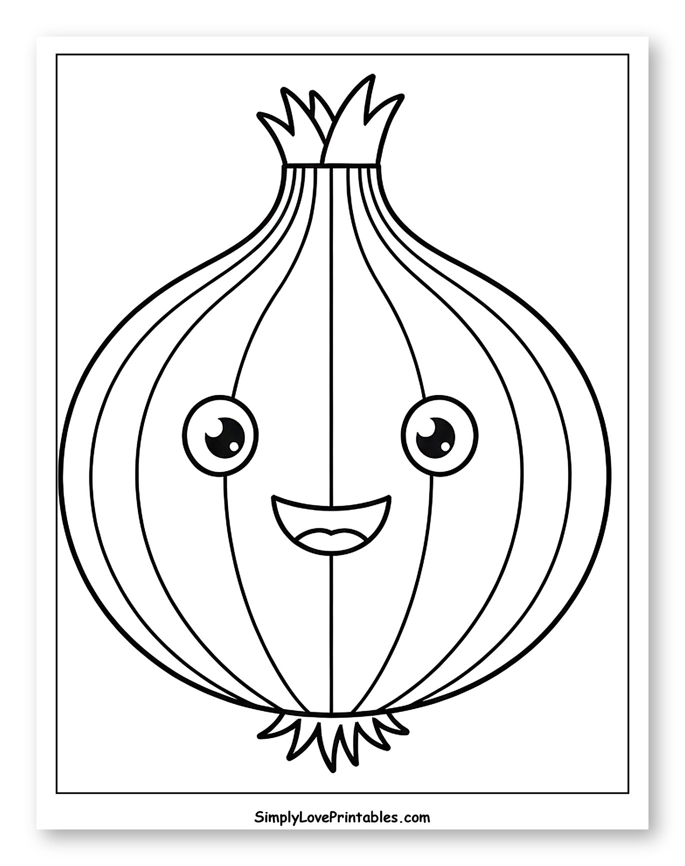 Cute Cartoon Happy Onion Outline