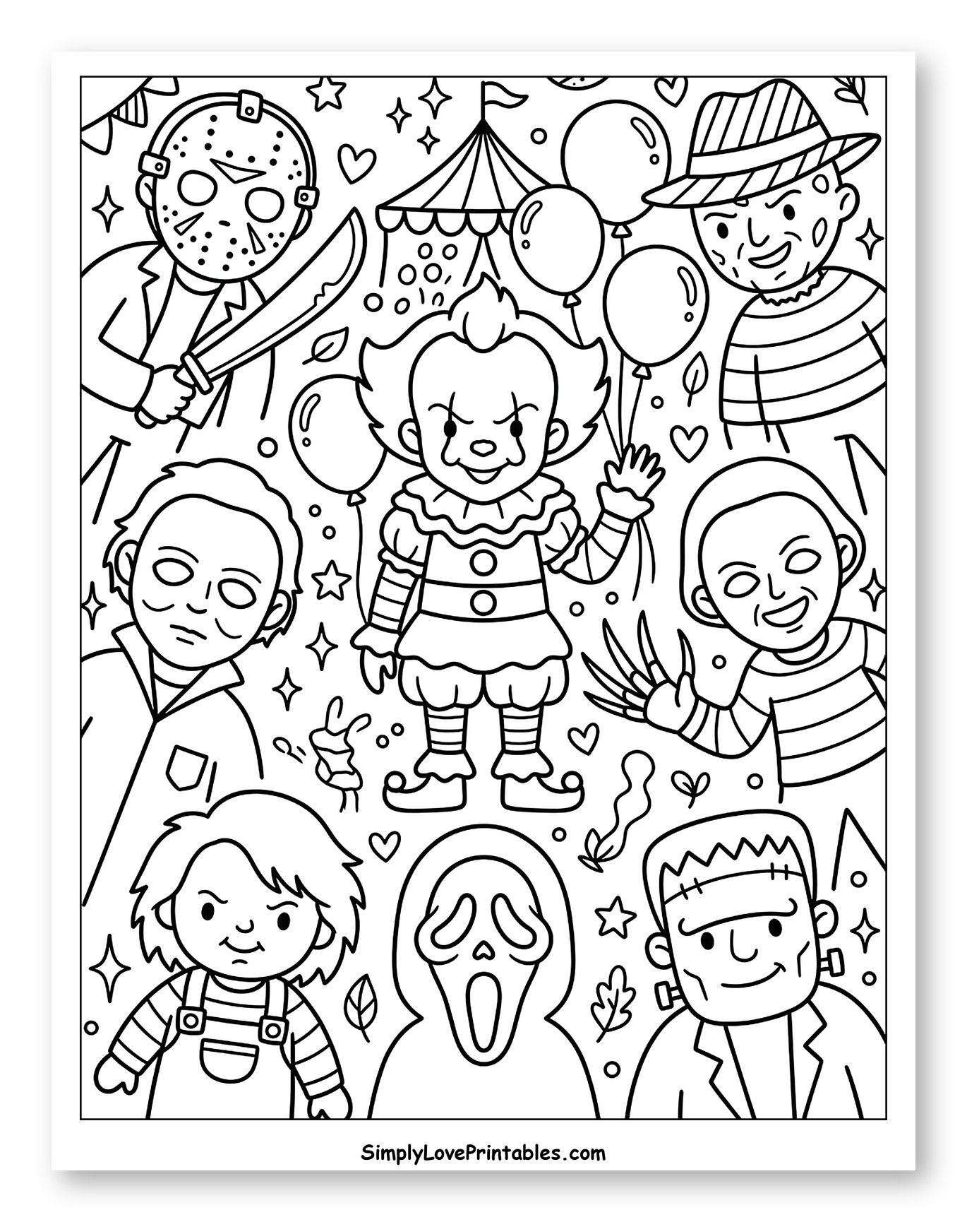 Cute Cartoon Horror Movie Villains