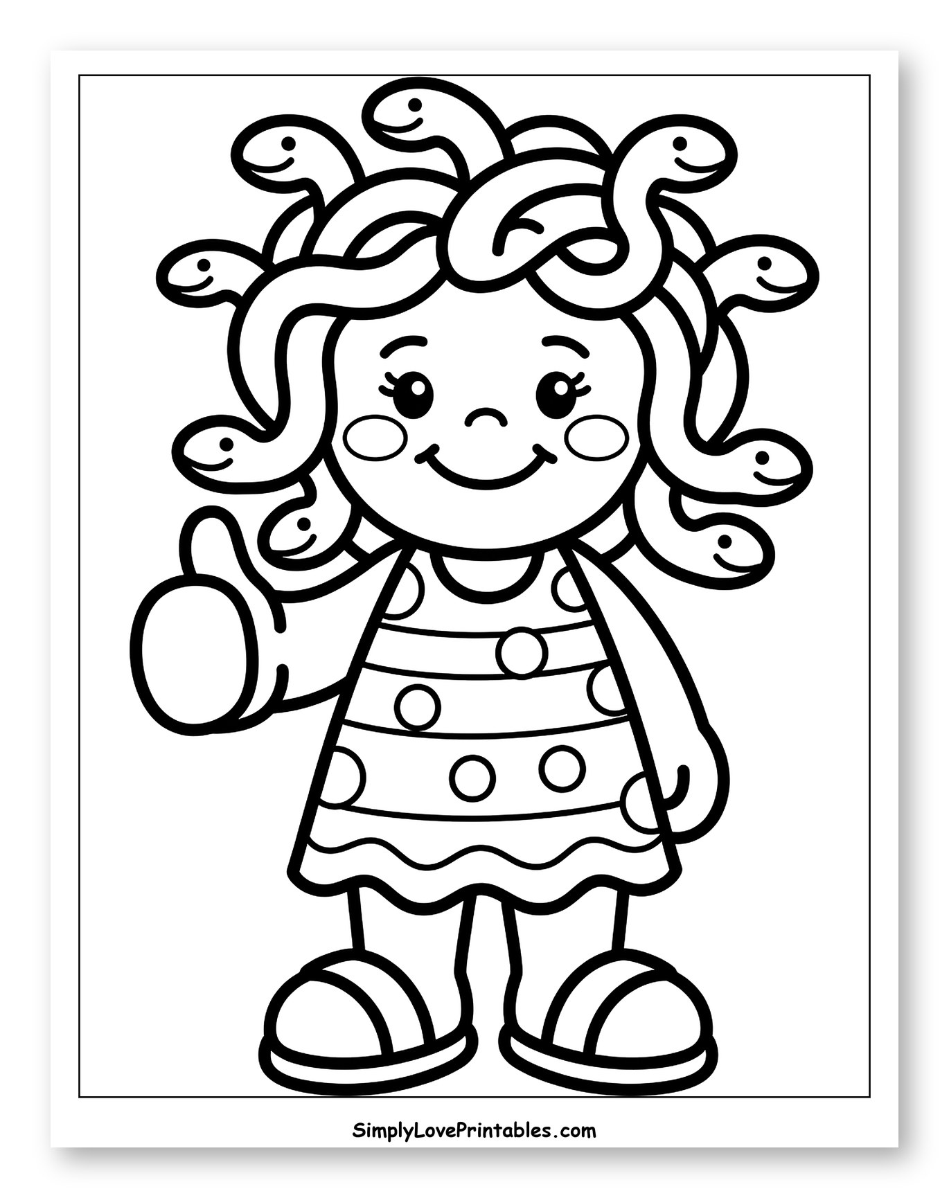 Cute Cartoon Medusa Giving Thumbs Up