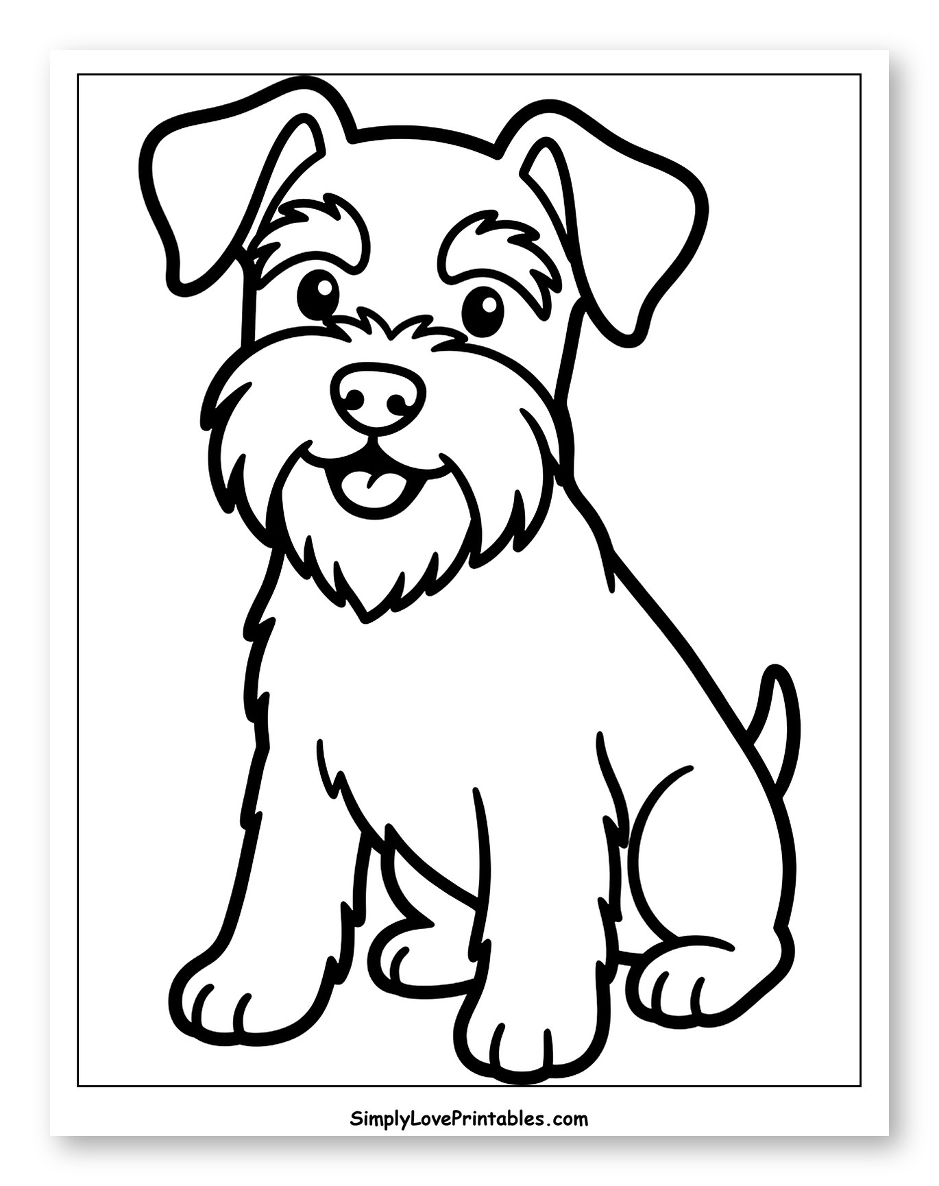 Cute Cartoon Miniature Schnauzer Sitting
