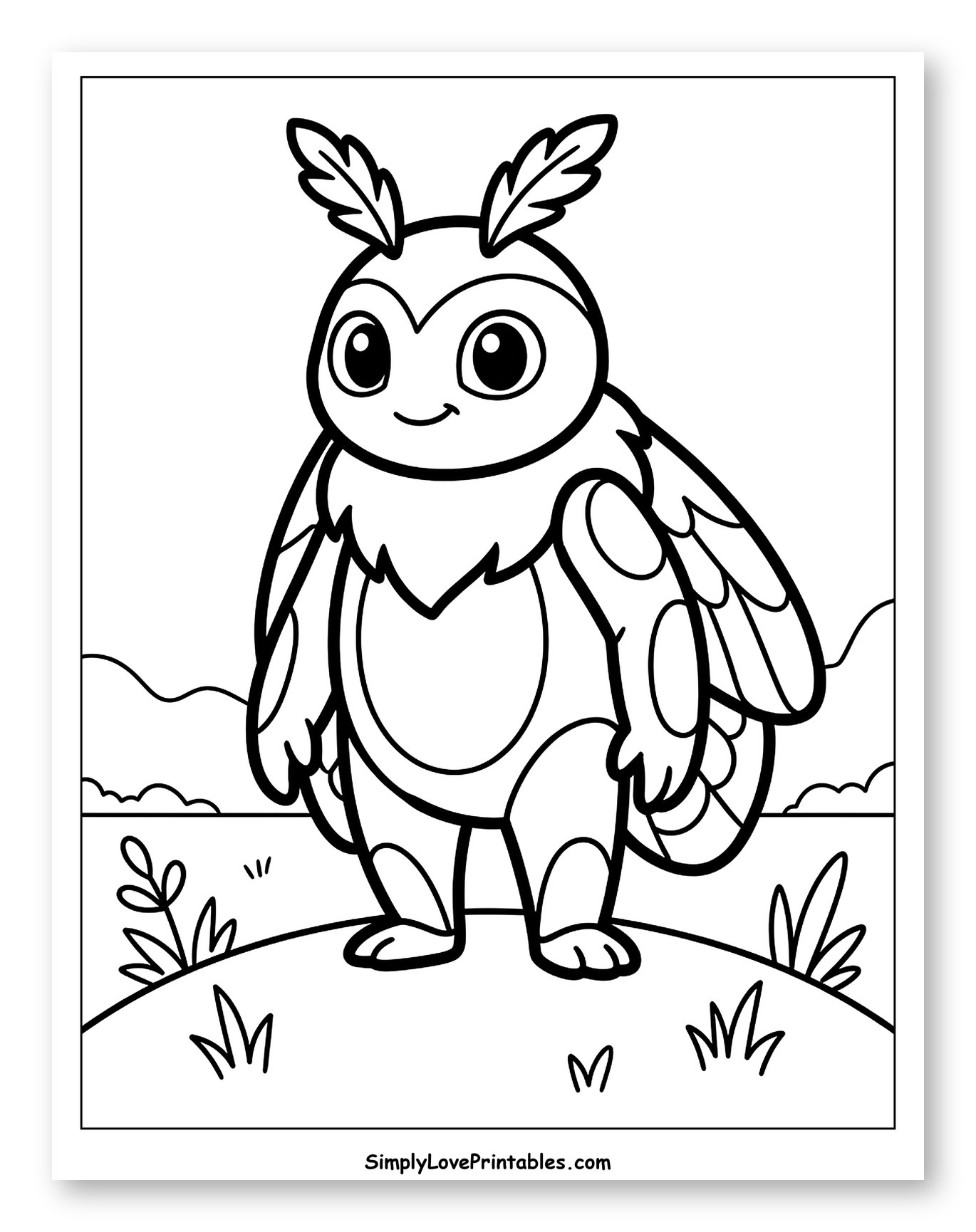 Cute Cartoon Moth Standing on a Hill