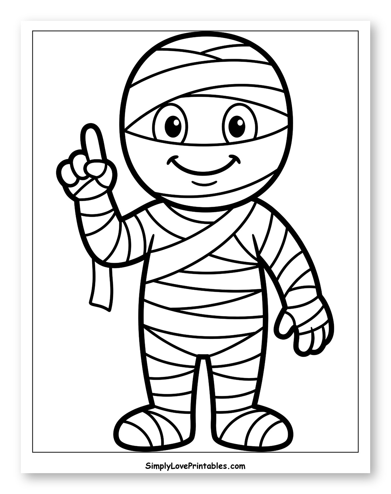 Cute Cartoon Mummy Pointing Up