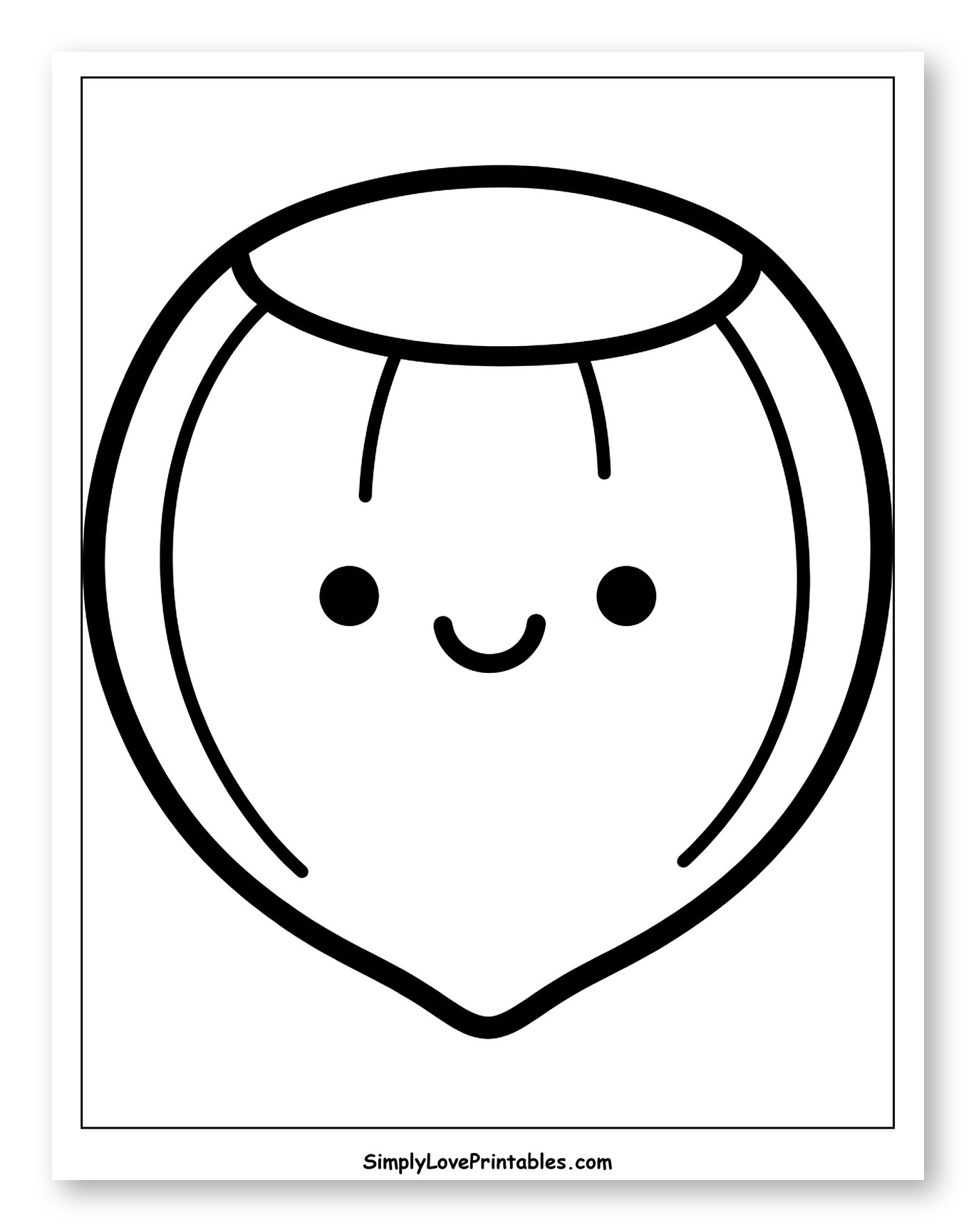 Cute Cartoon Nut with a Happy Face Coloring Page for Toddlers