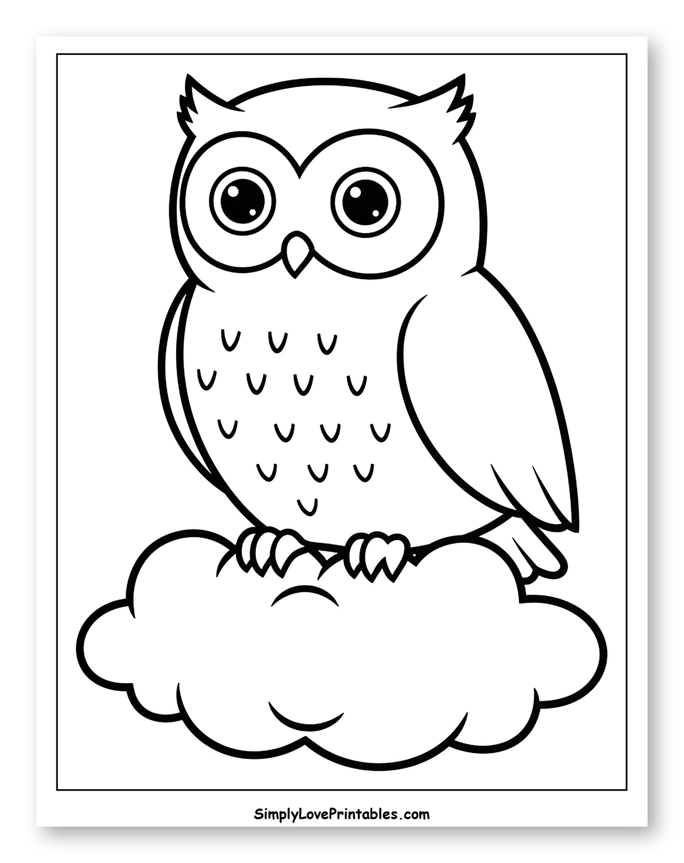 Cute Cartoon Owl on a Cloud