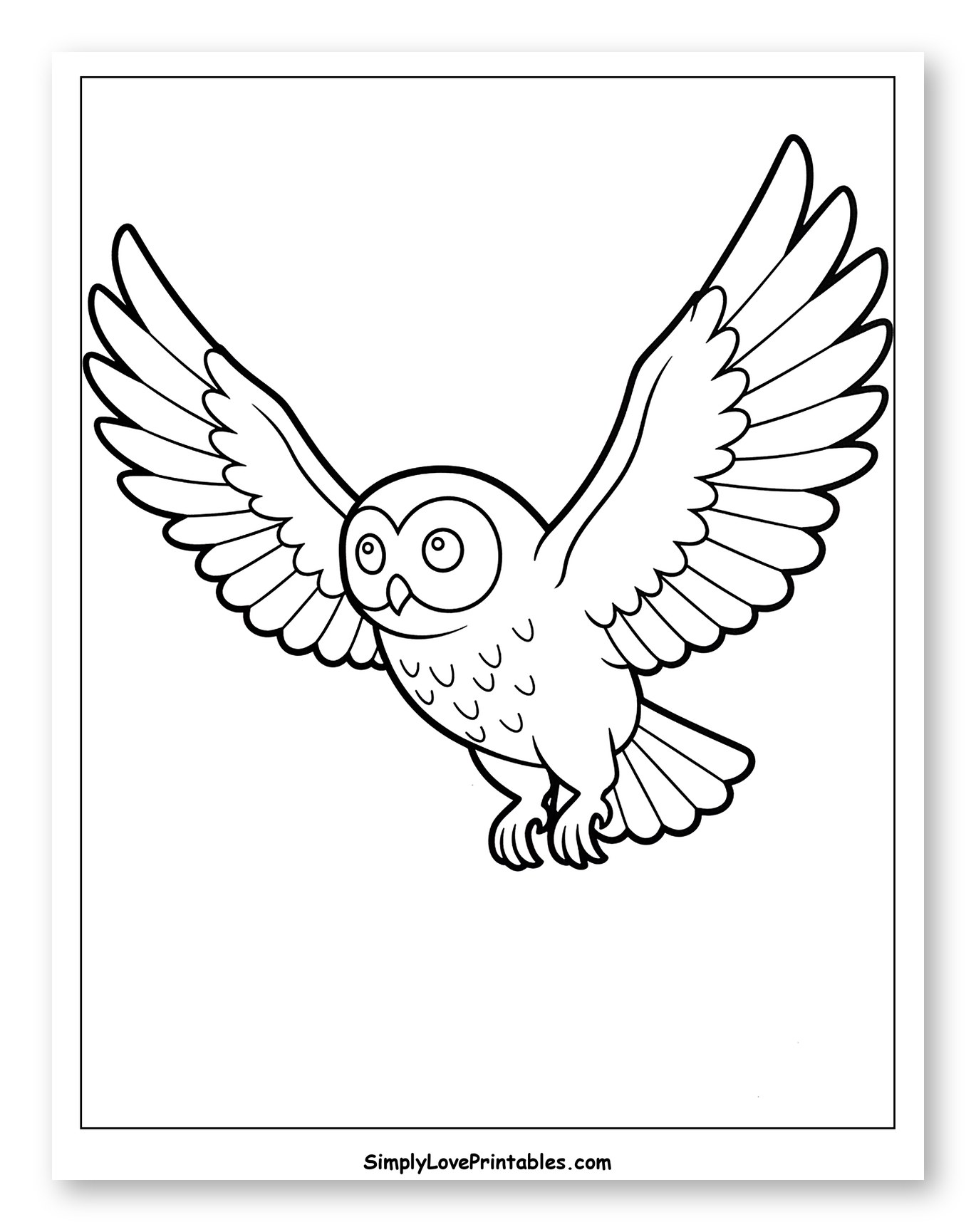 Cute Cartoon Owl with Spread Wings