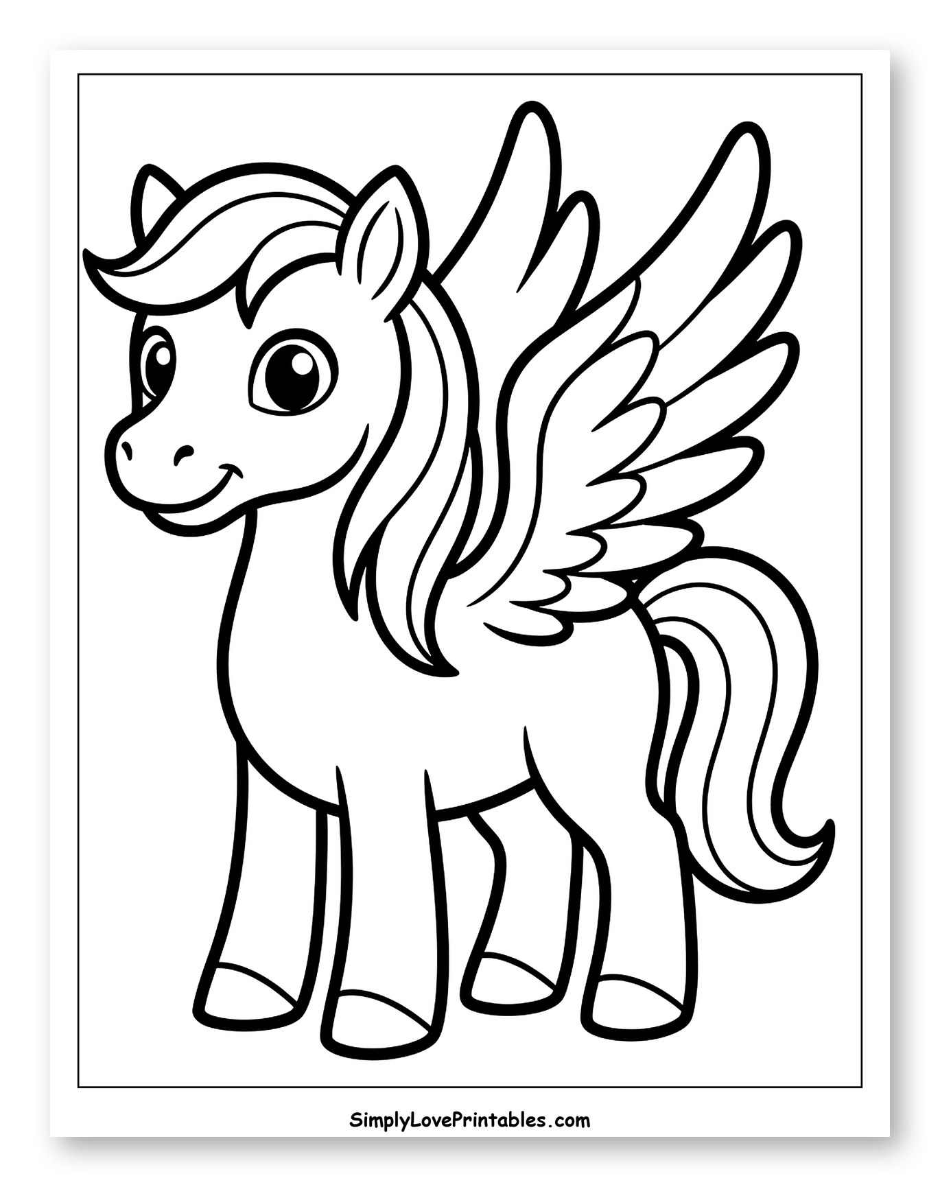 Cute Cartoon Pegasus with Wings
