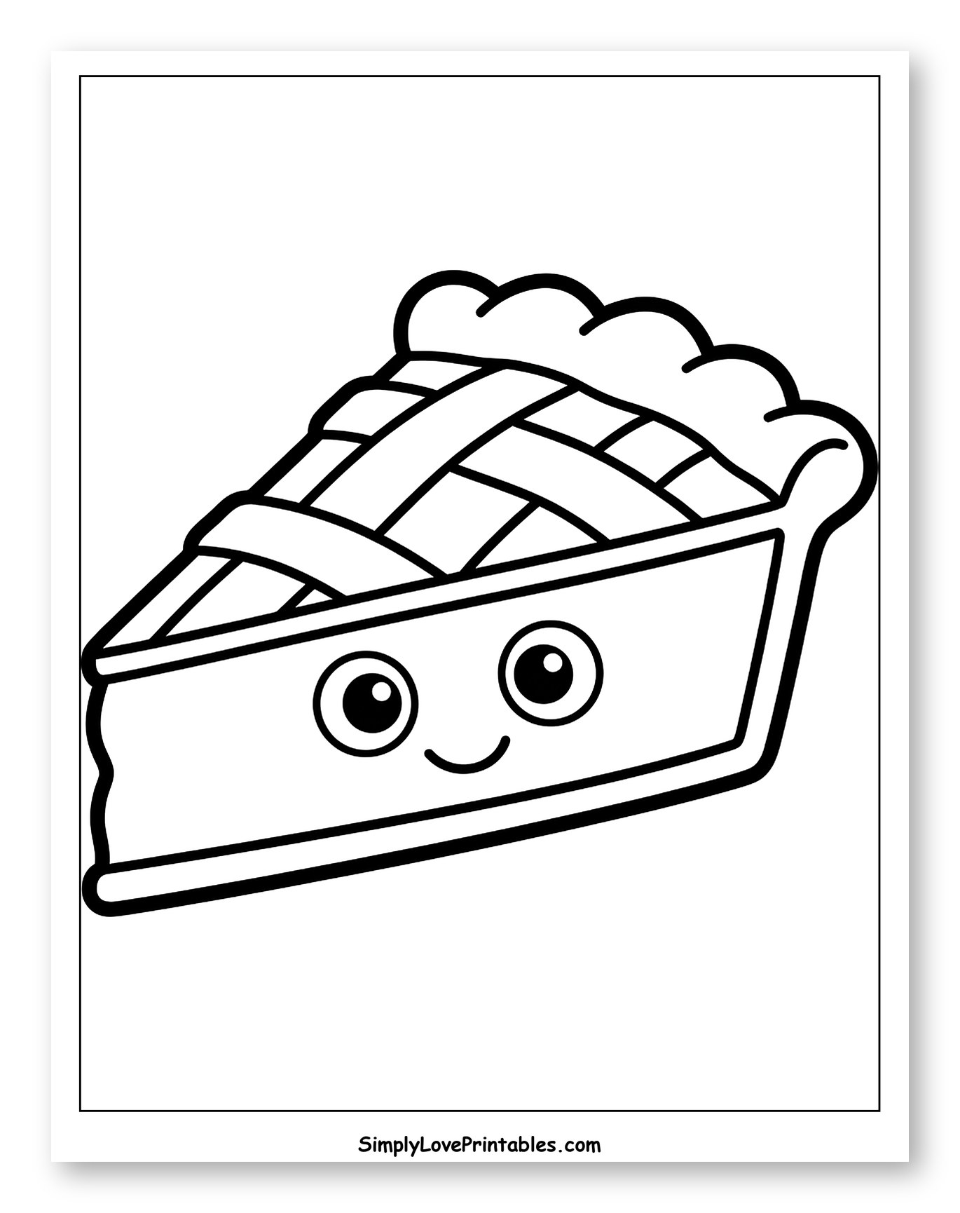 Cute Cartoon Pie Slice with Lattice Crust
