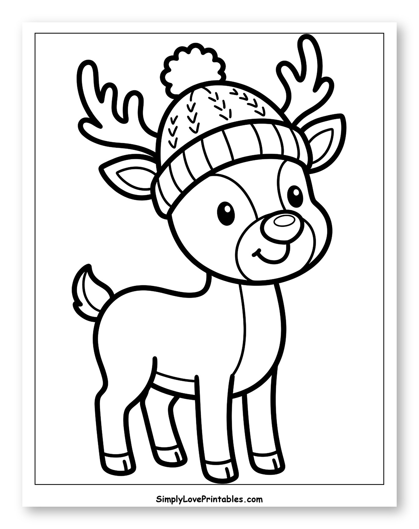 Cute Cartoon Reindeer in a Warm Winter Hat