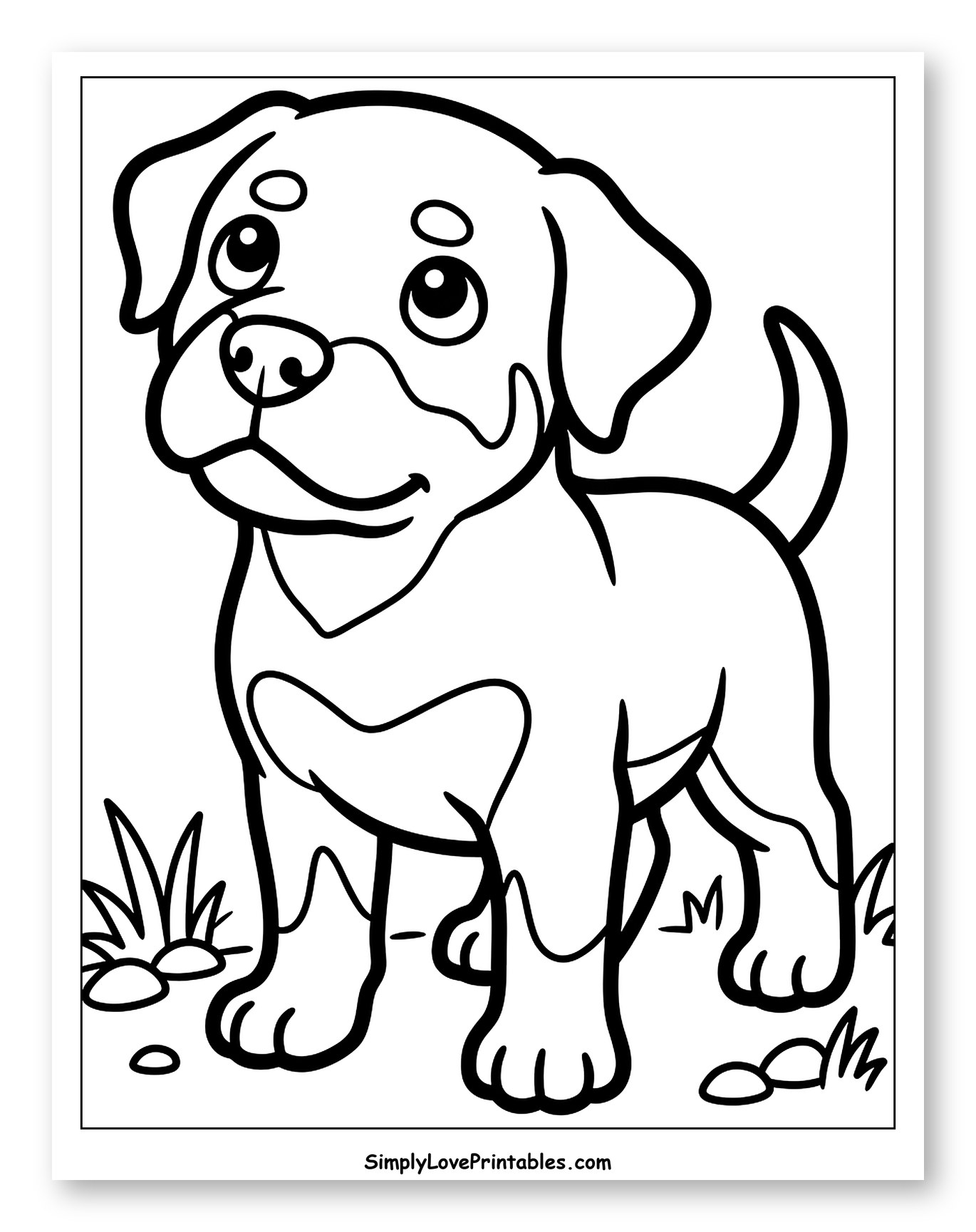 Cute Cartoon Rottweiler Puppy in Grass