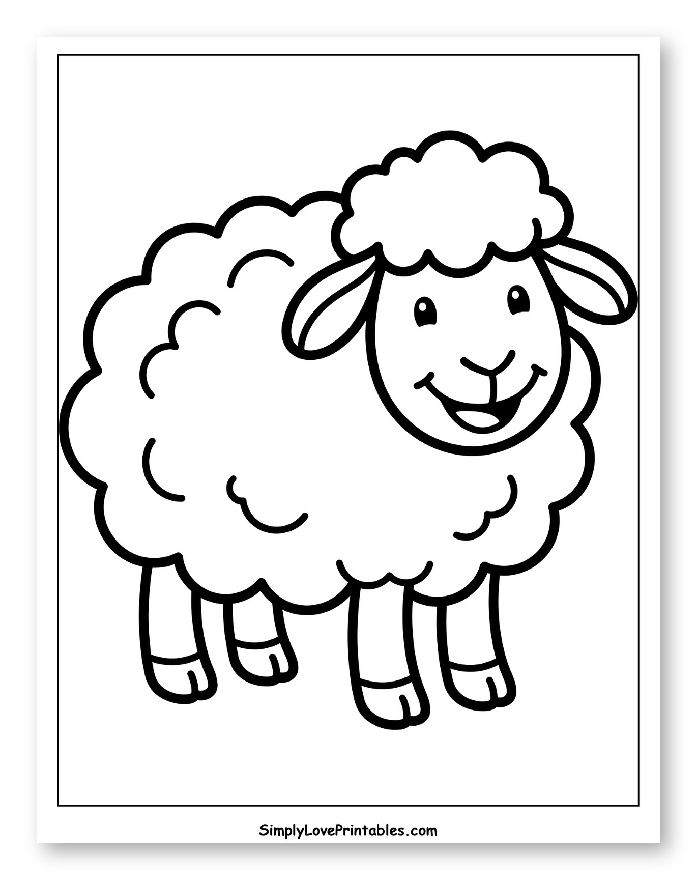 Cute Cartoon Sheep with a Grin