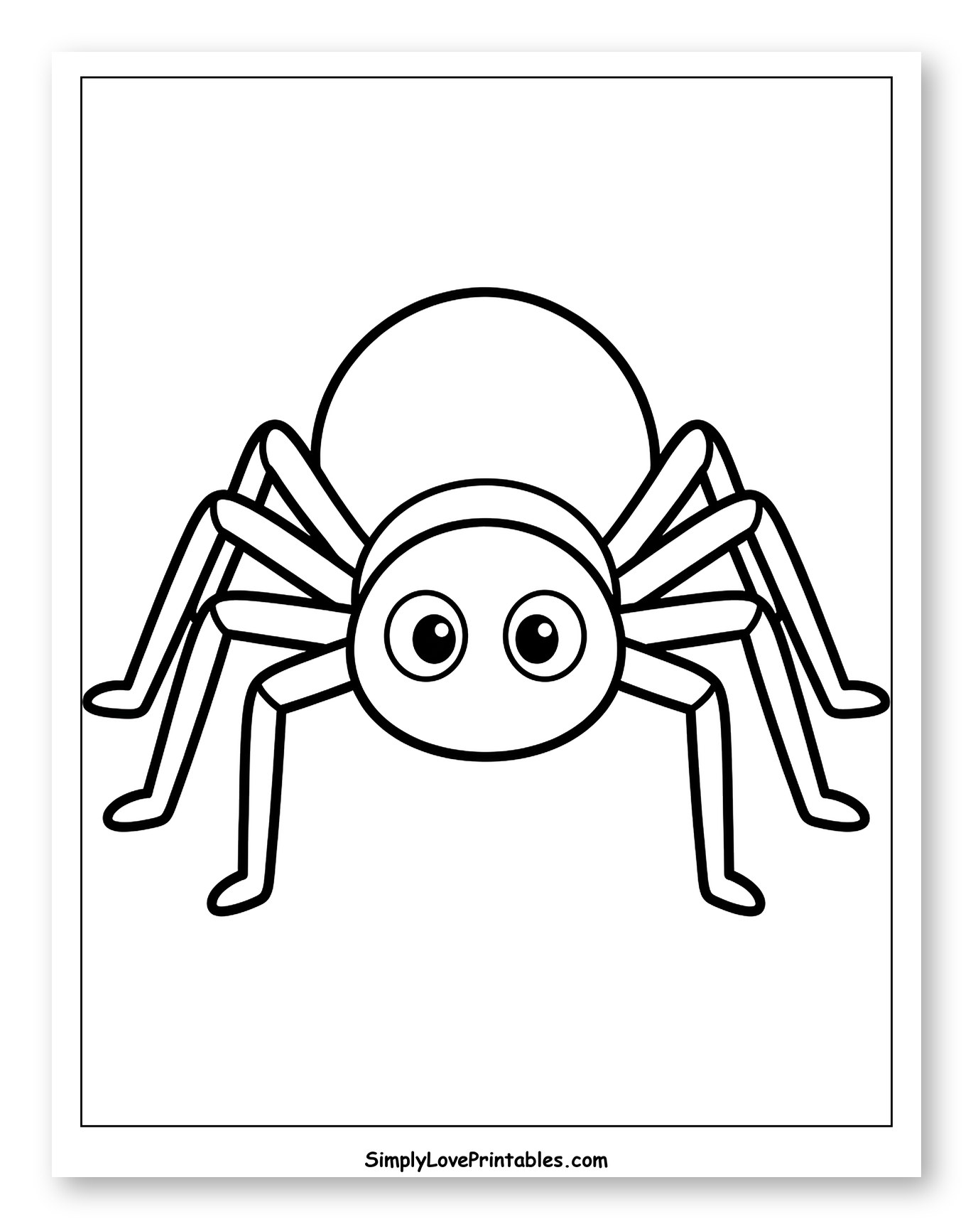 Cute Cartoon Spider Outline