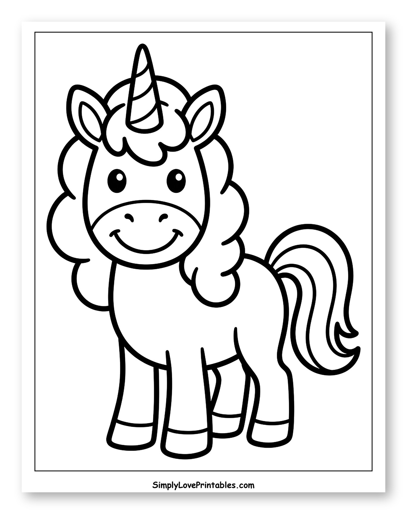 Cute Cartoon Unicorn Standing