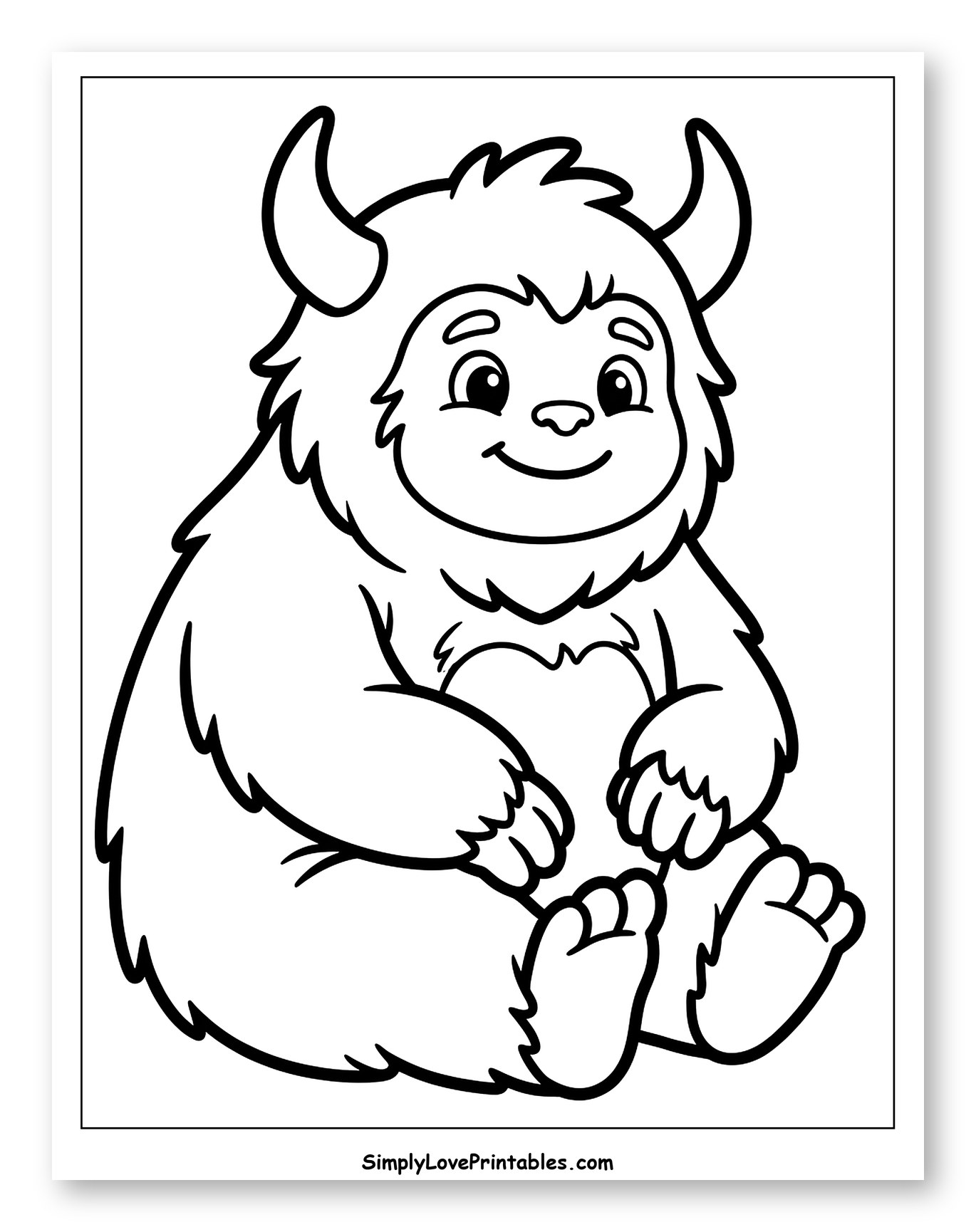 Cute Cartoon Yeti Sitting and Smiling