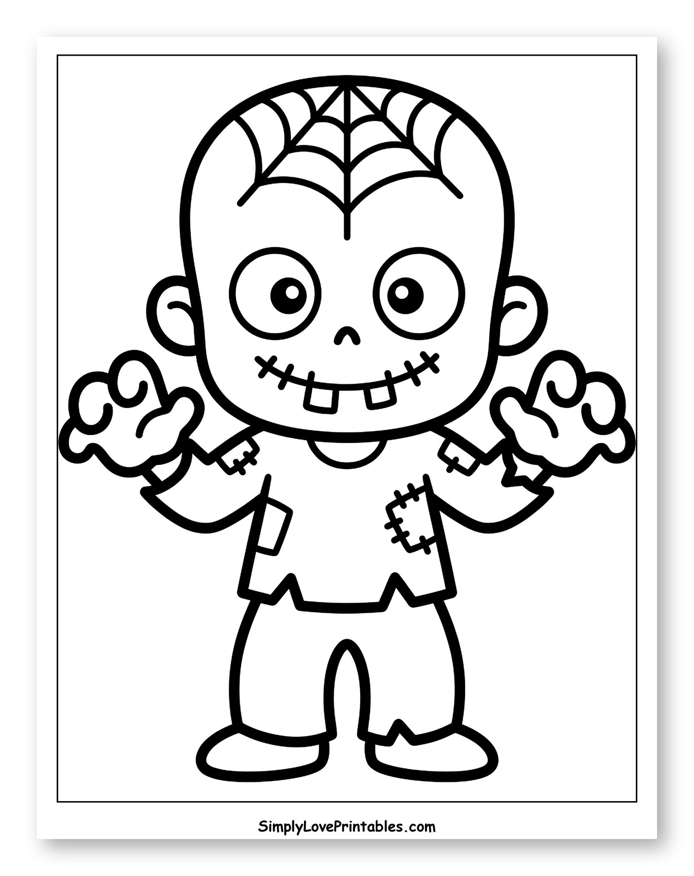 Cute Cartoon Zombie with Spiderweb