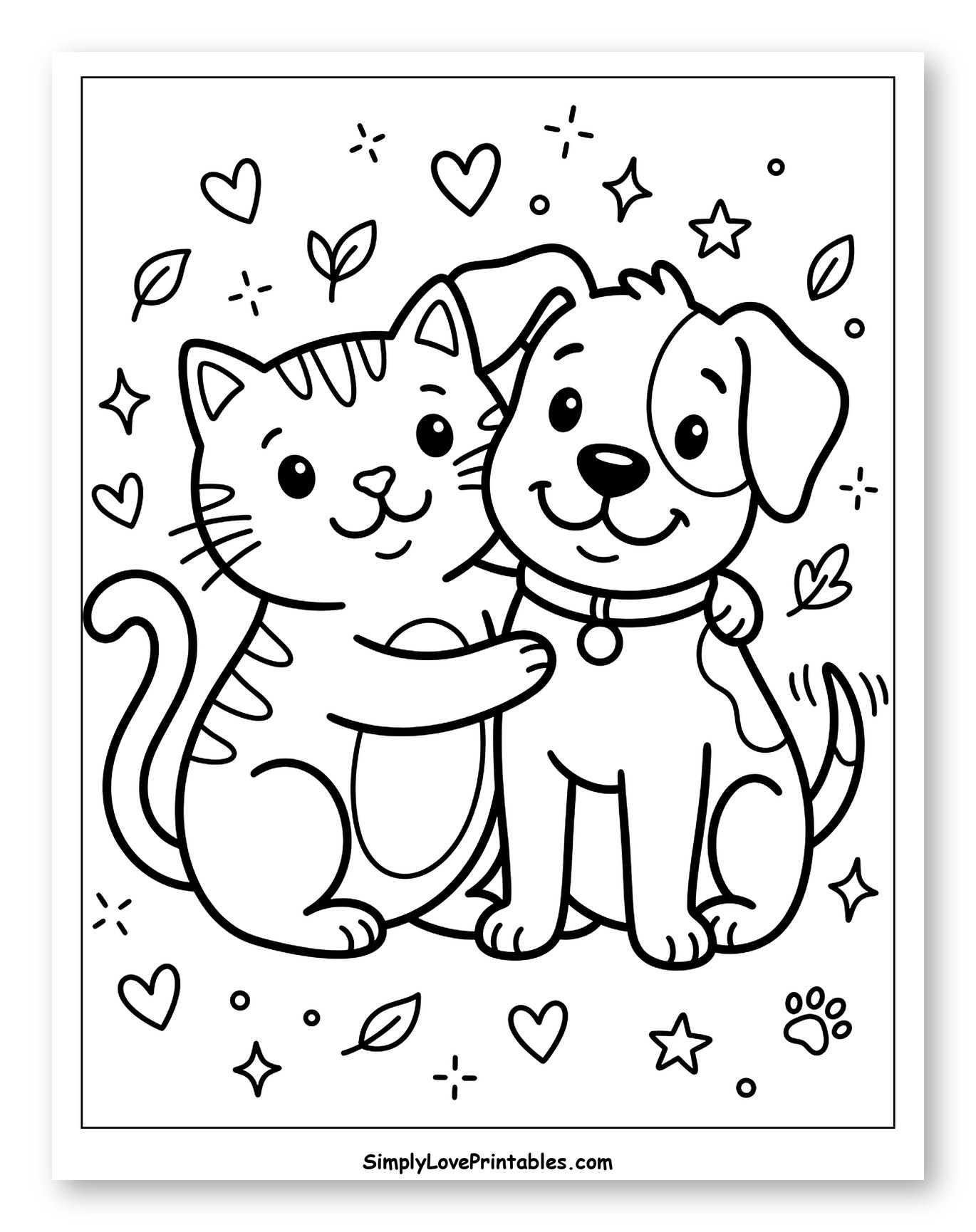 Cute Cat and Dog Friends Hugging
