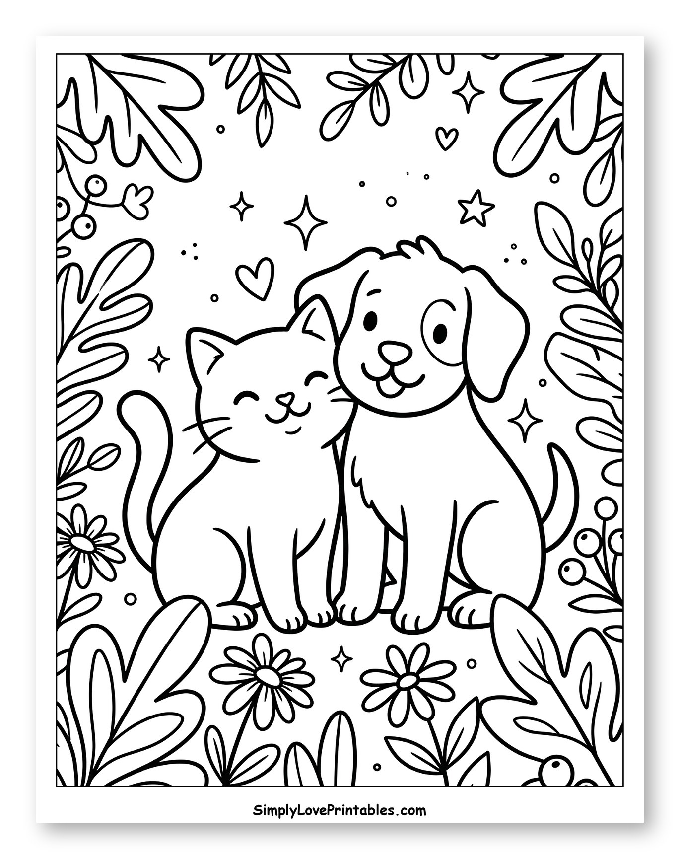 Cute Cat and Dog Friends in a Garden