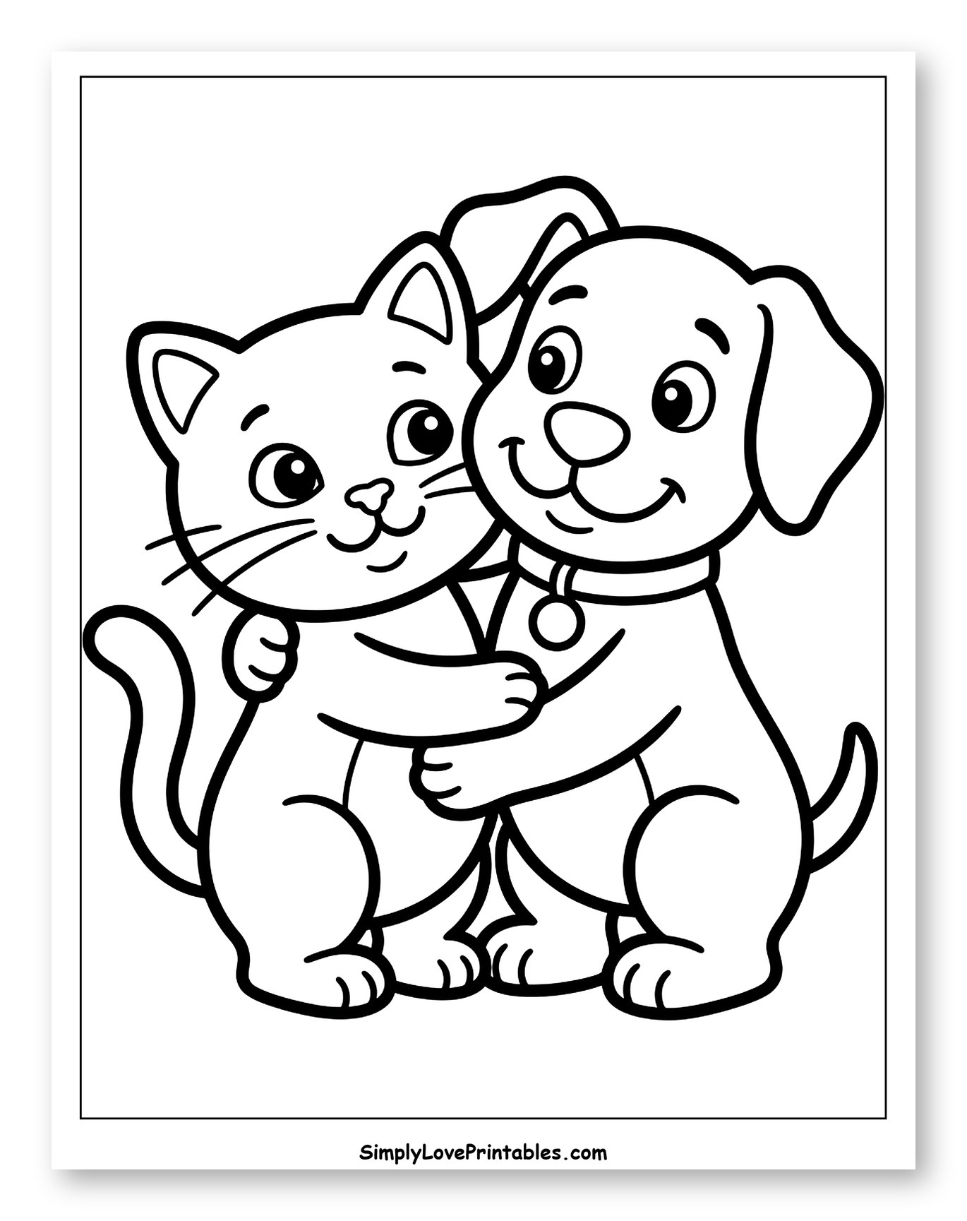 Cute Cat and Dog Hugging
