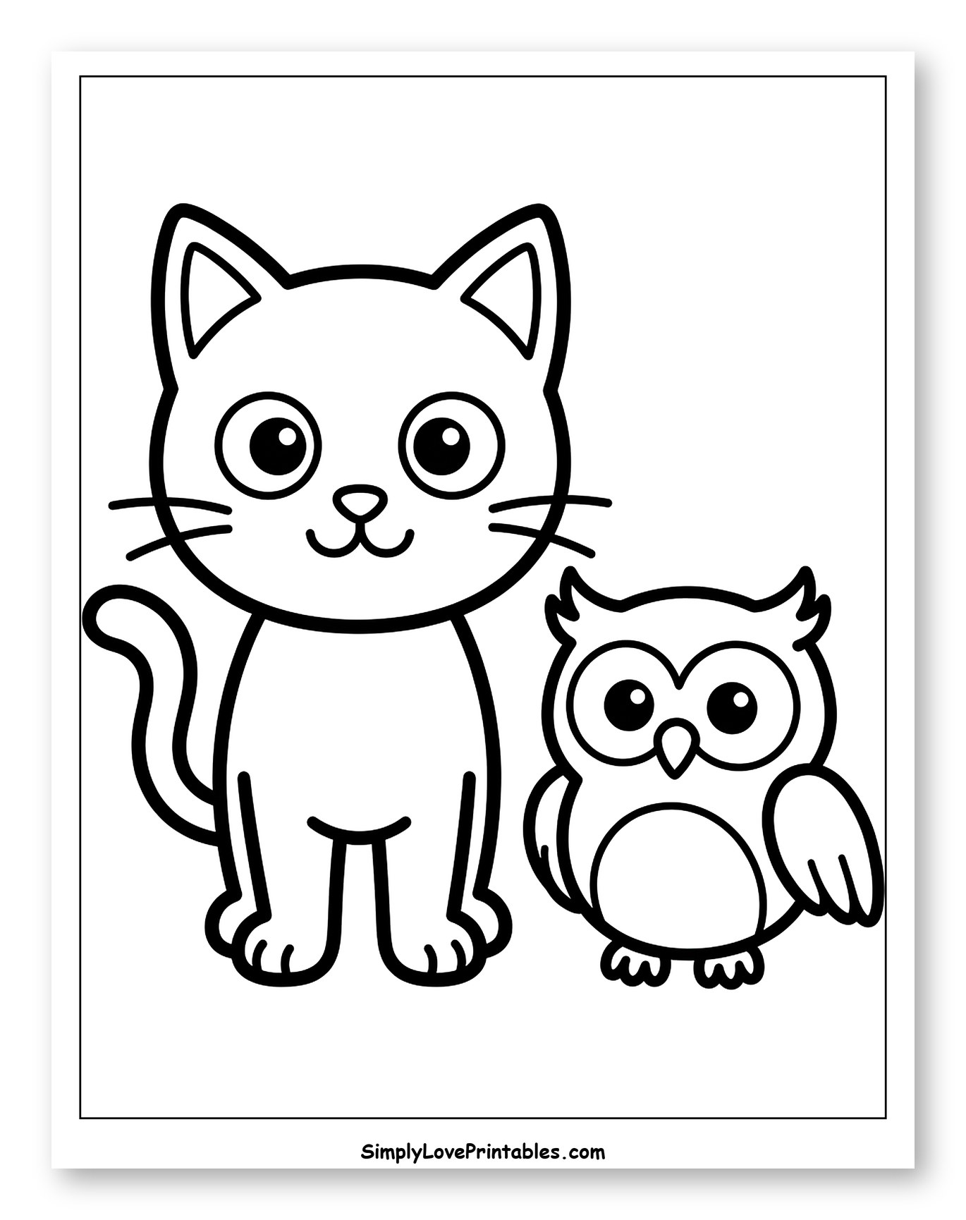 Cute Cat and Owl Friends