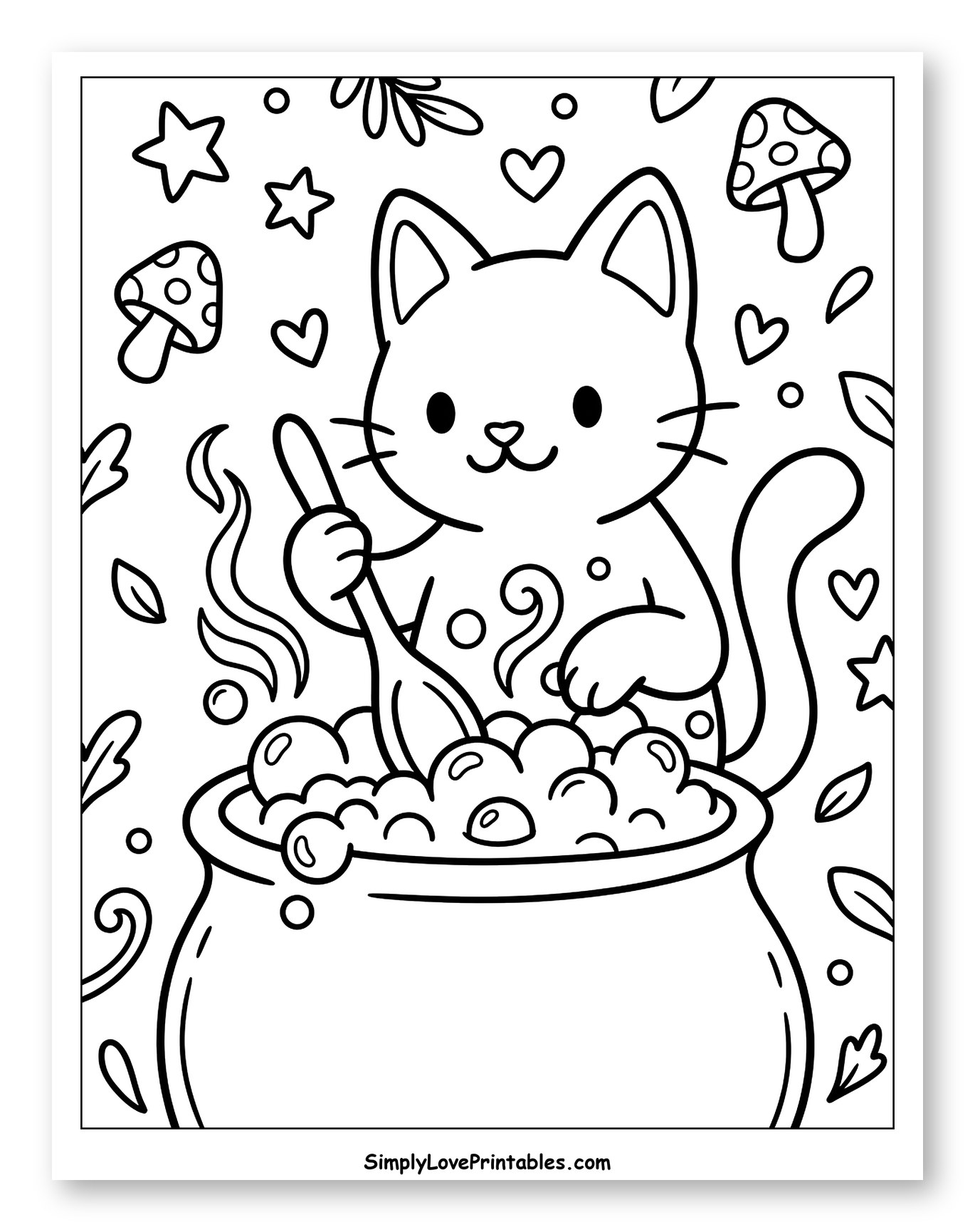 Cute Cat Brewing Bubbling Cauldron