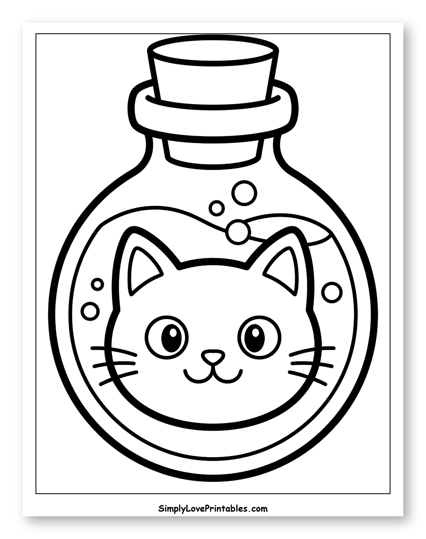 Cute Cat Head in Potion Bottle