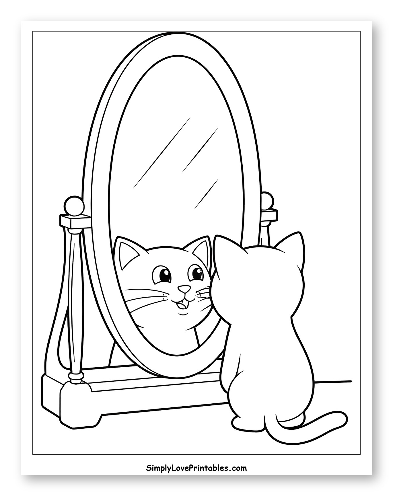 Cute Cat Looking at Its Reflection