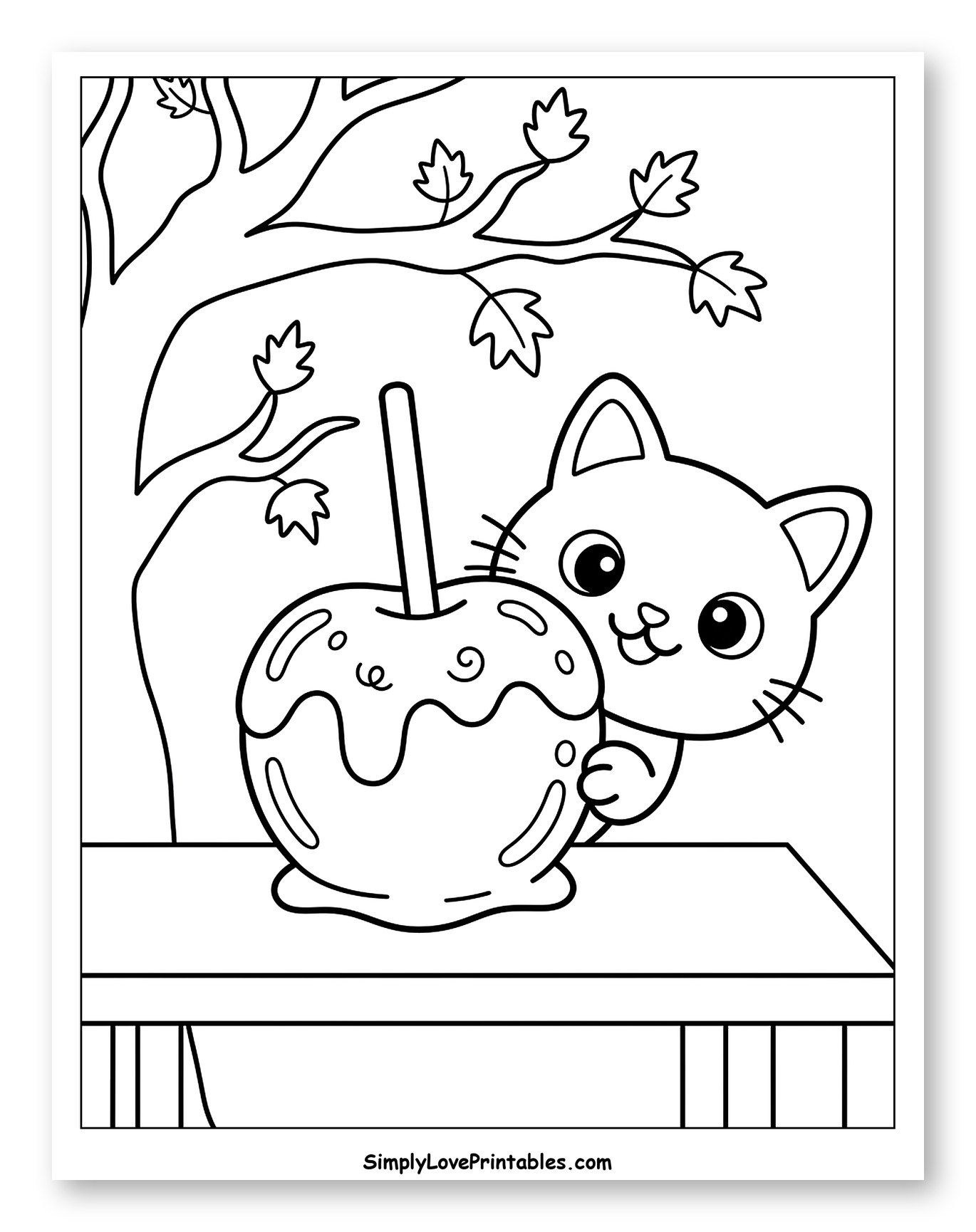 Cute Cat Peeking with Candy Apple