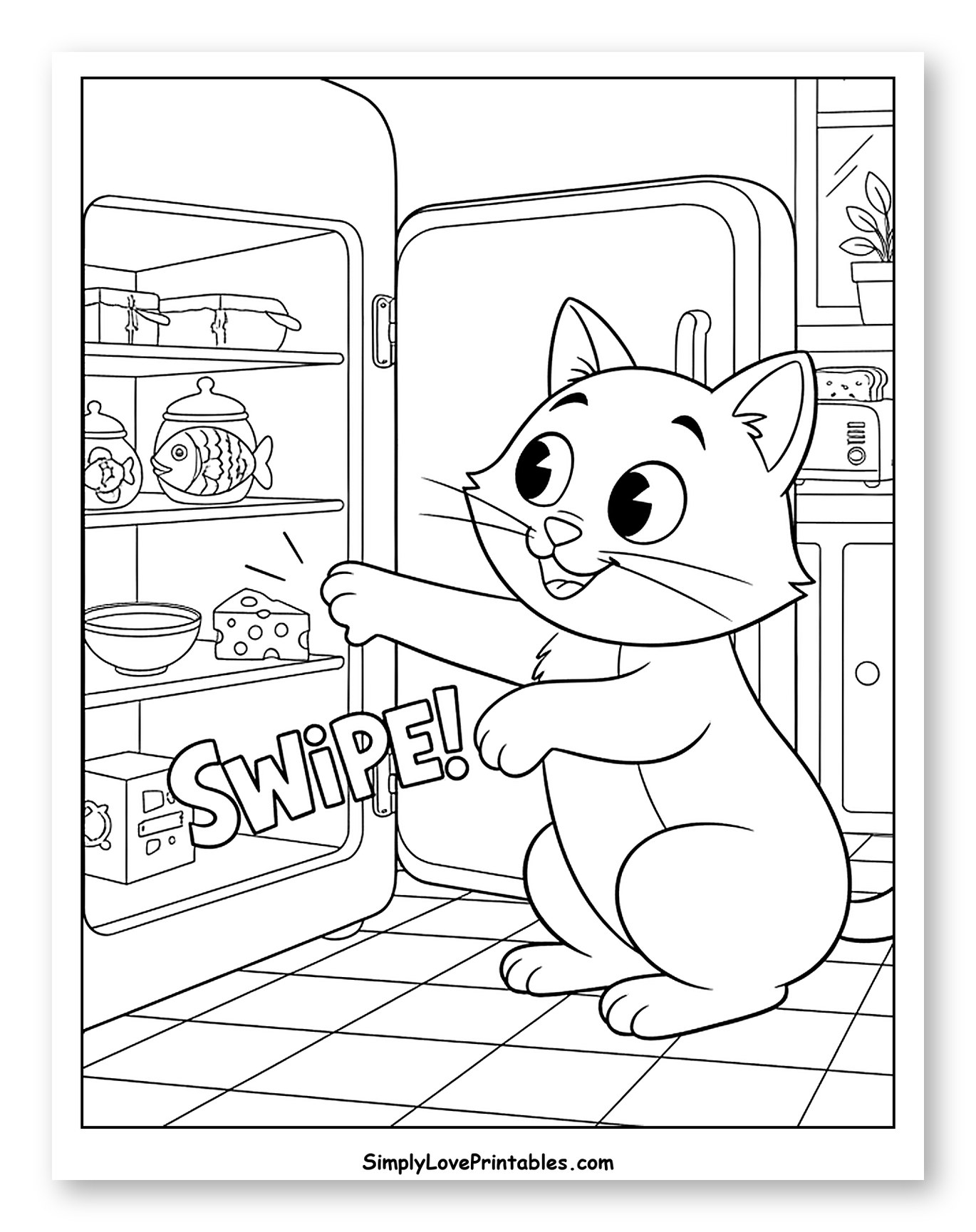 Cute Cat Swiping Cheese from Fridge
