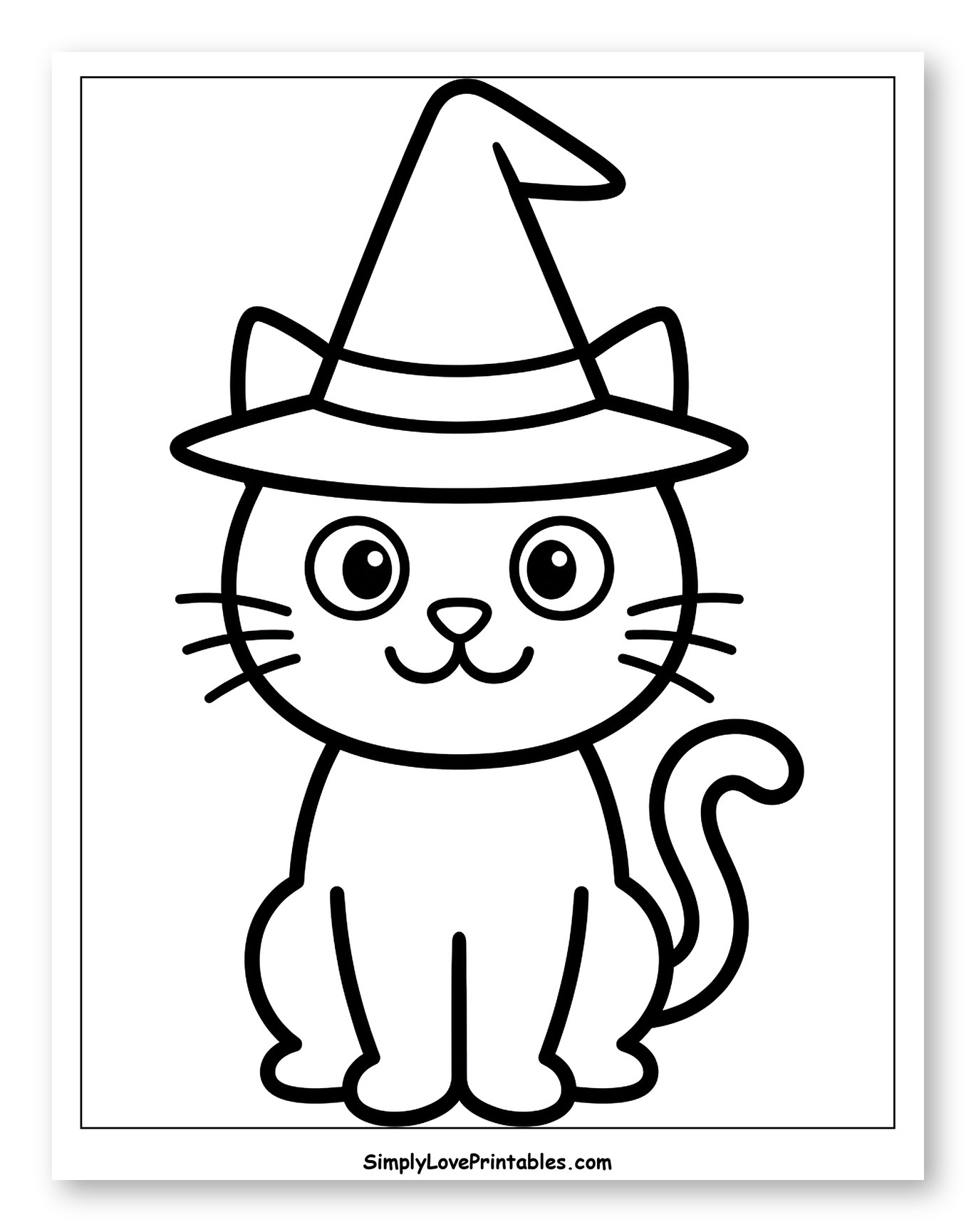 Cute Cat Wearing a Witch Hat