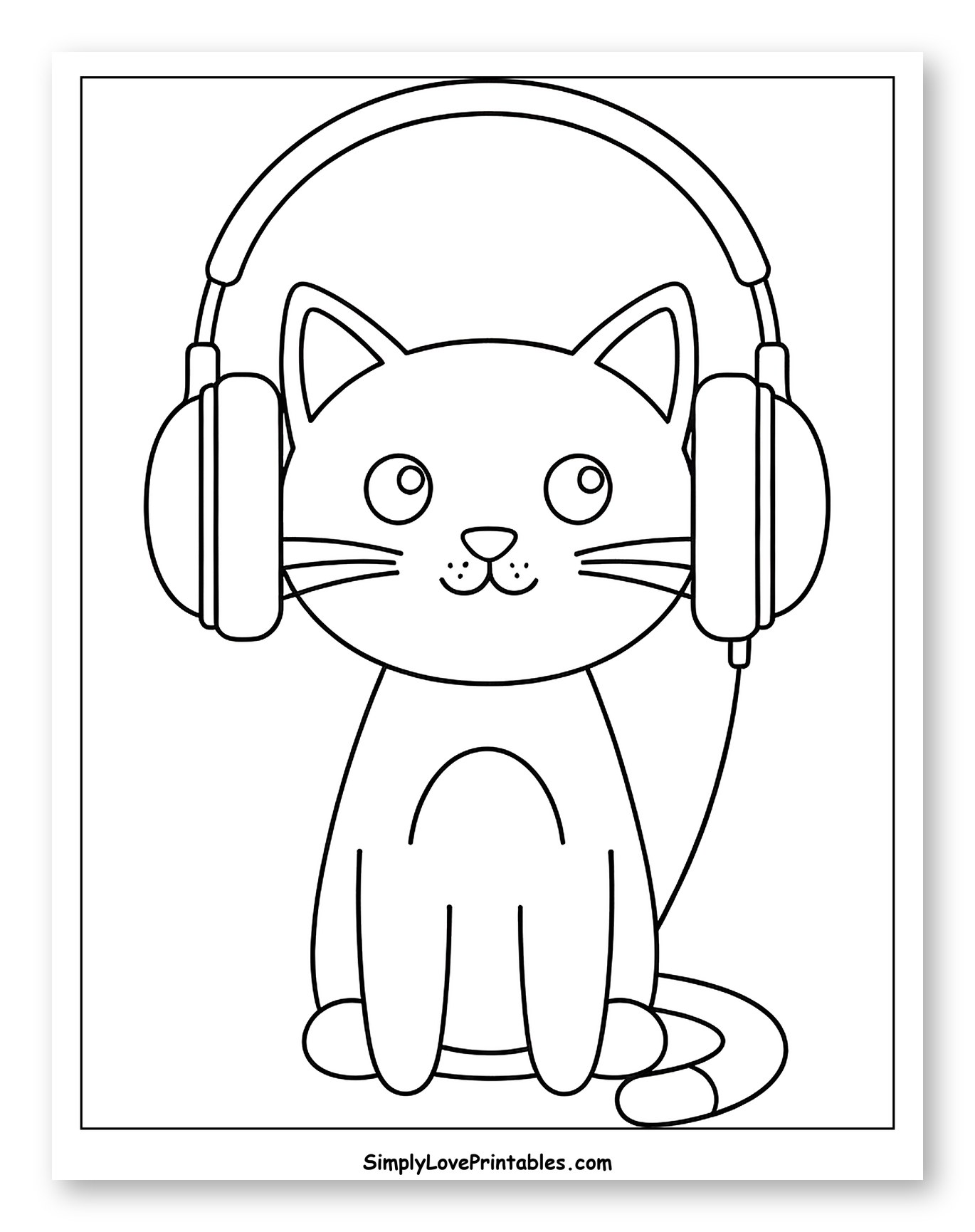 Cute Cat Wearing Large Headphones