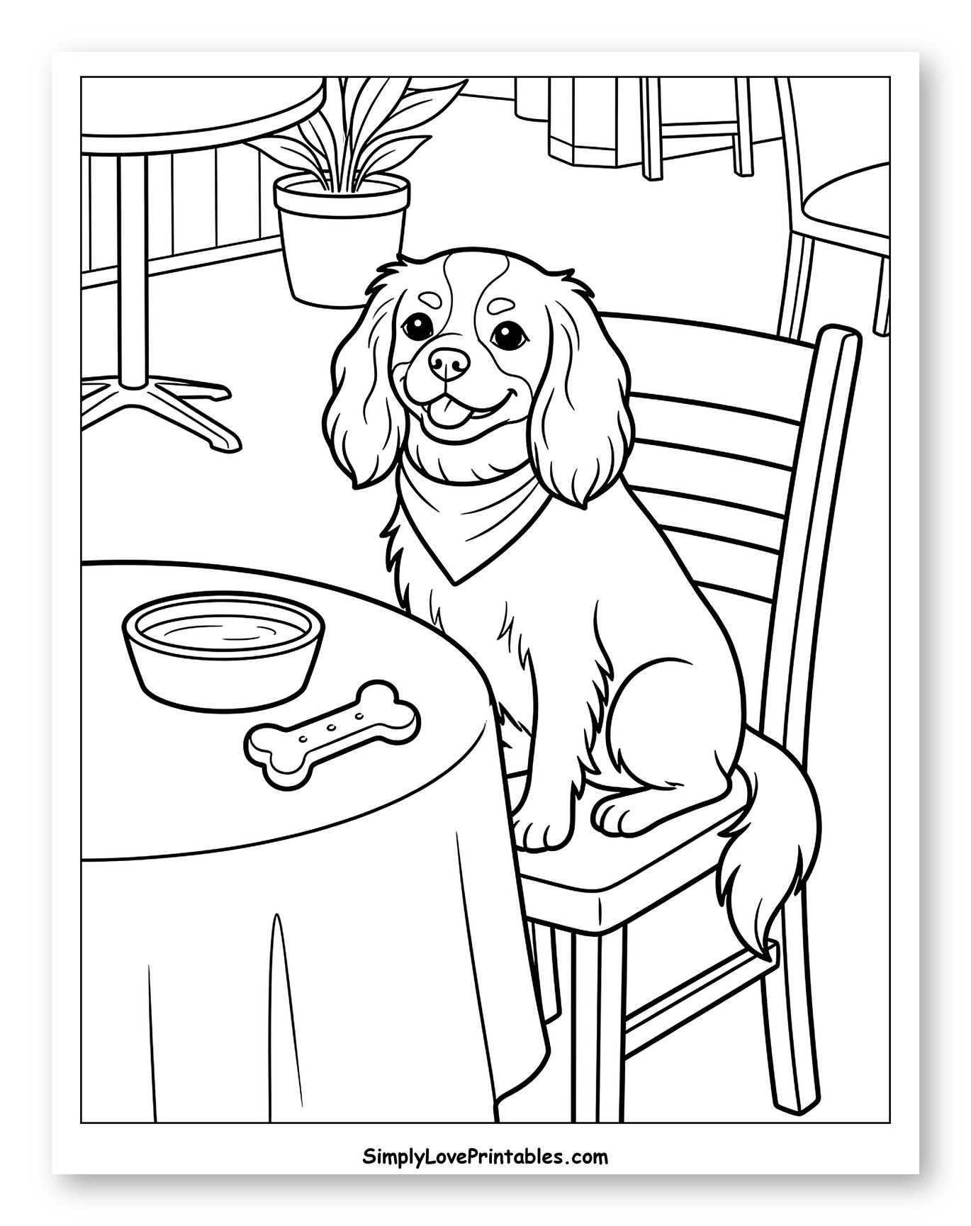 Cute Cavalier King Charles Spaniel at Cafe
