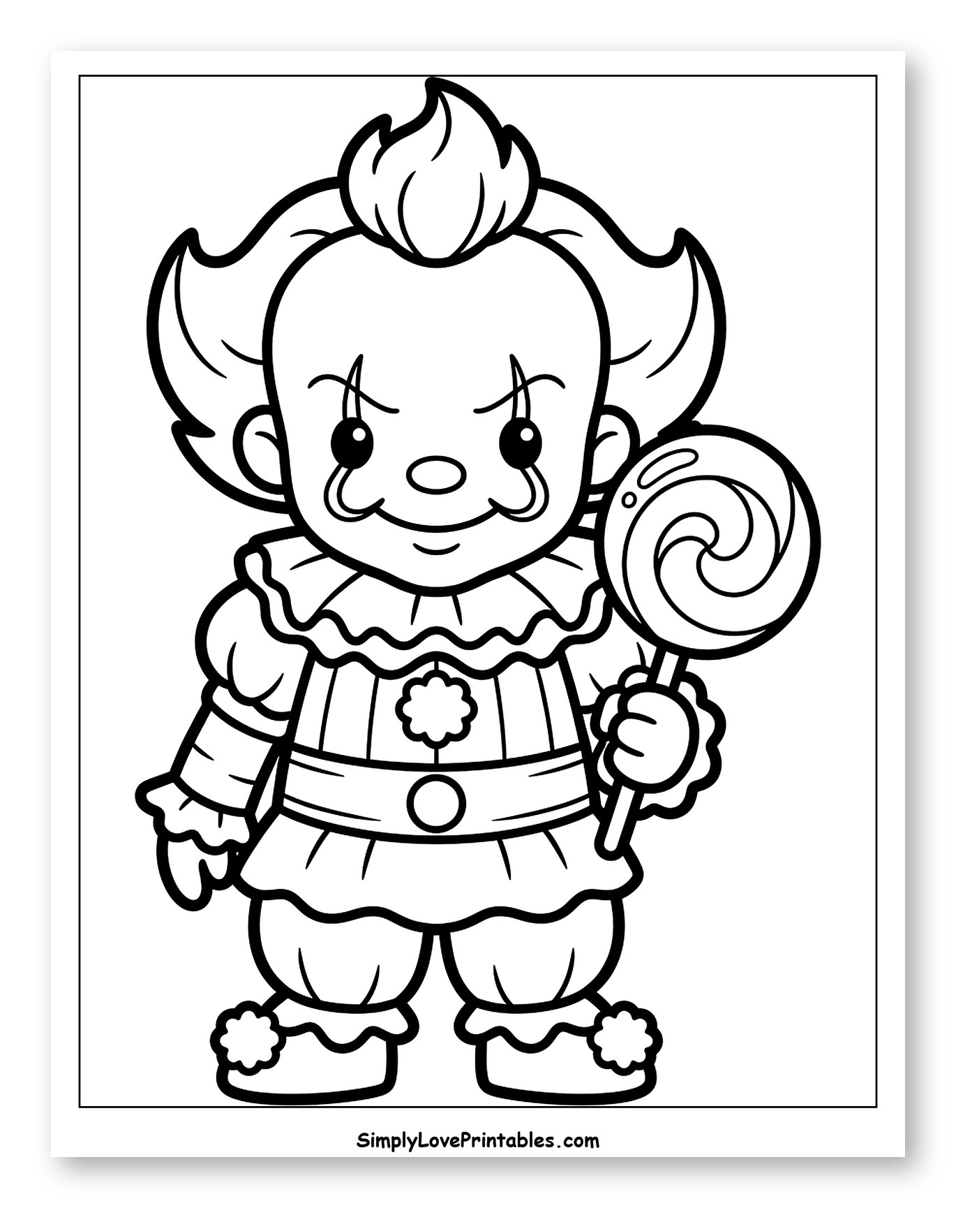 Cute Chibi Clown Holding a Lollipop