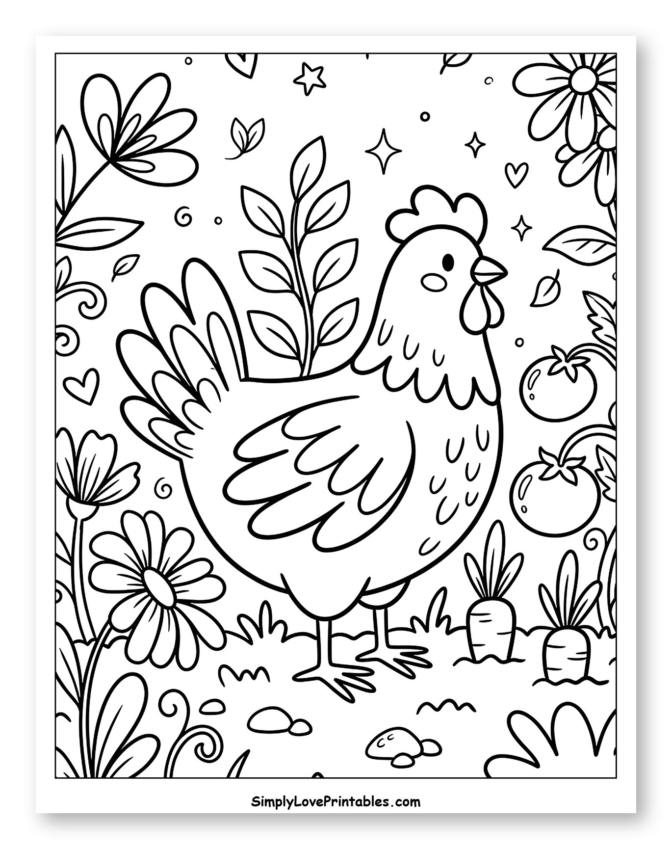 Cute Chicken in a Whimsical Garden