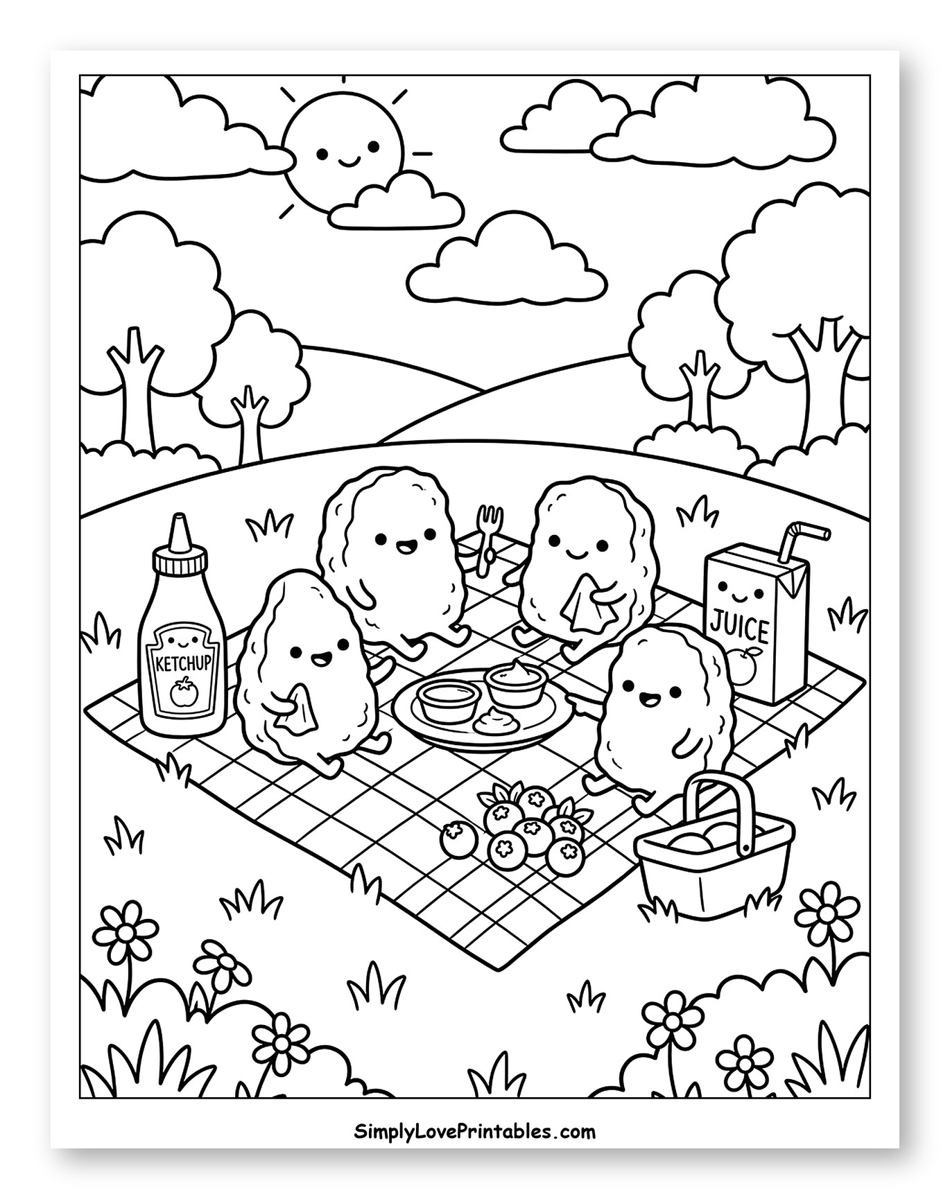 Cute Chicken Nuggets Having a Picnic
