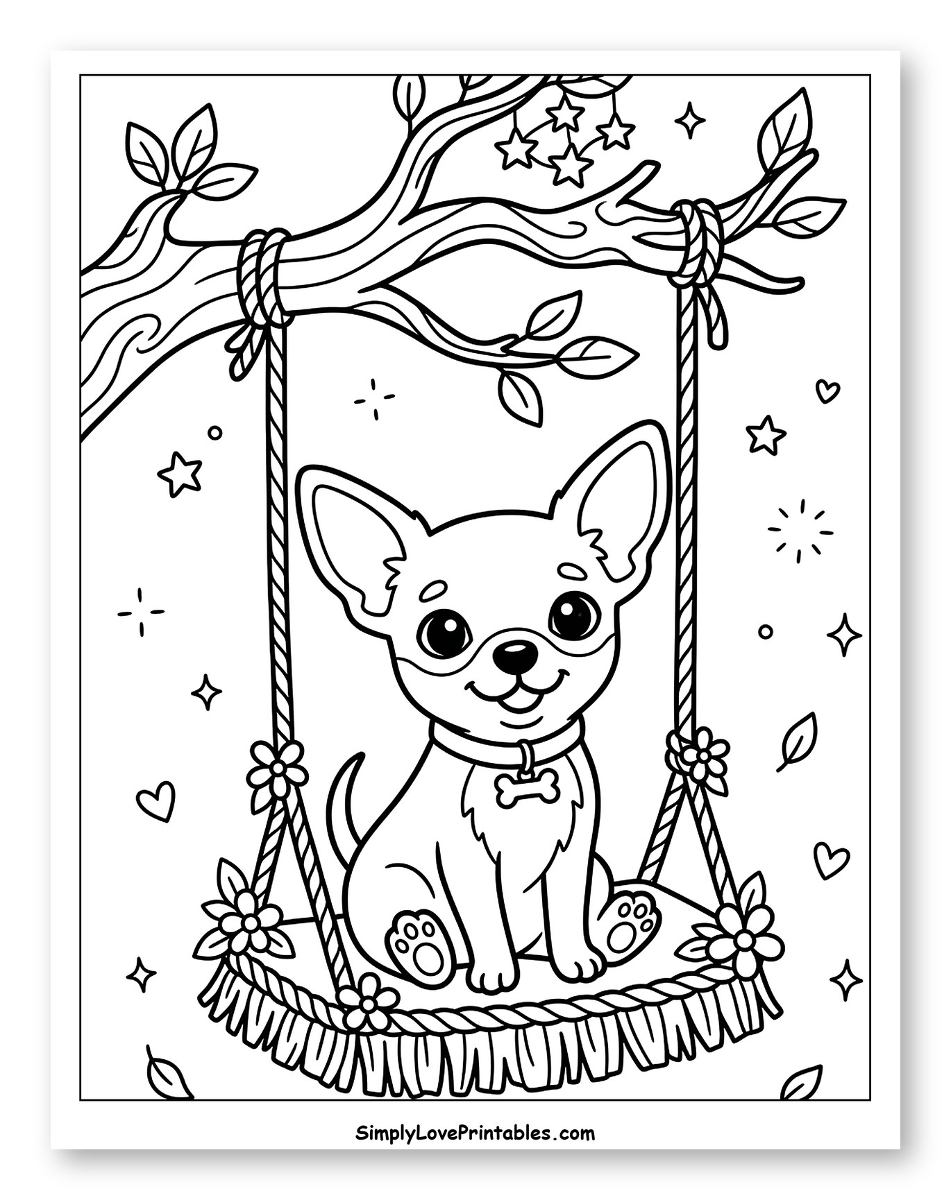 Cute Chihuahua Dog Sitting on a Swing