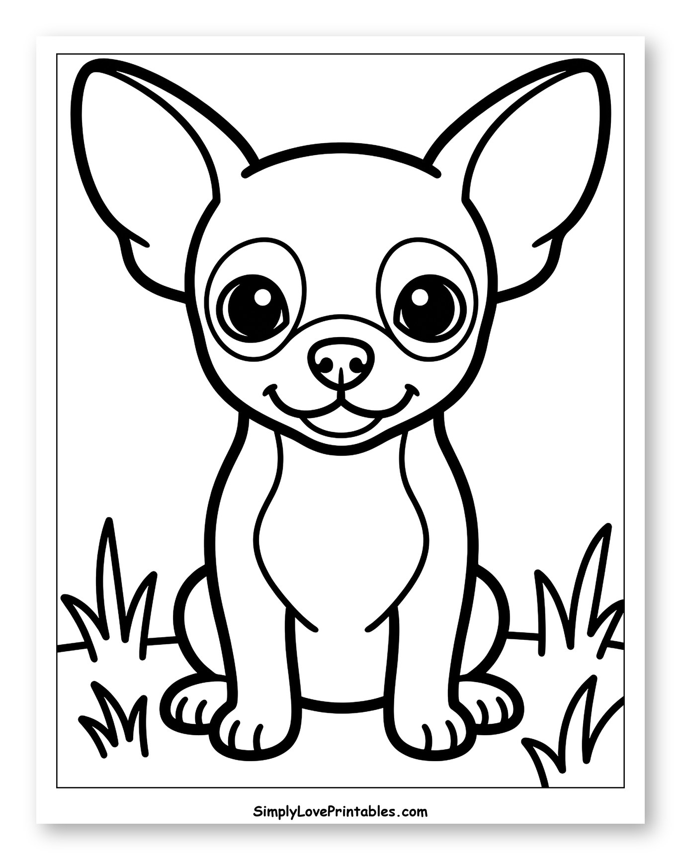 Cute Chihuahua Puppy Sitting in Grass