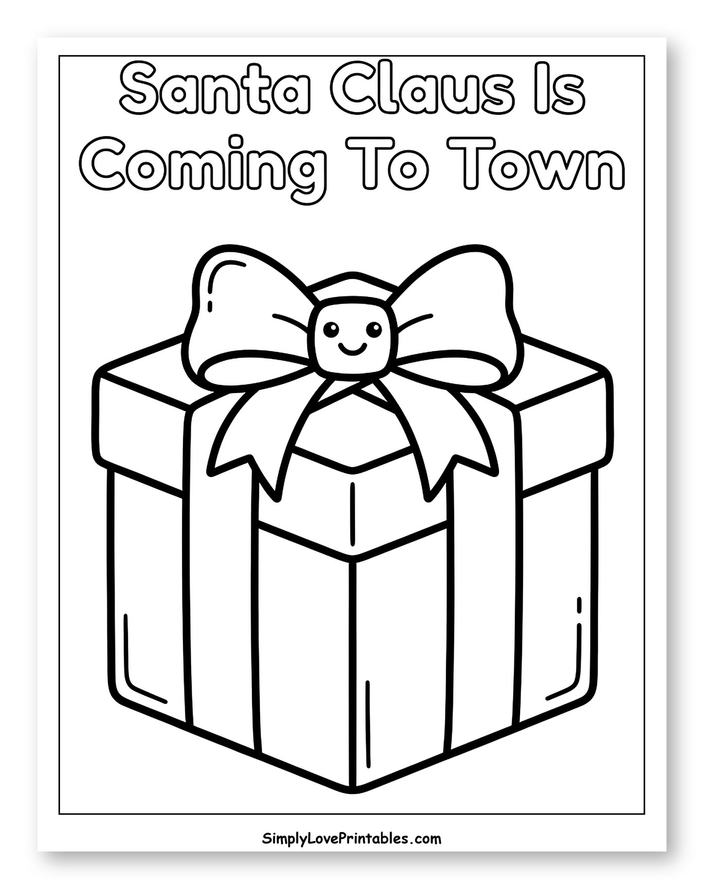 Cute Christmas Gift Box with Smiling Bow