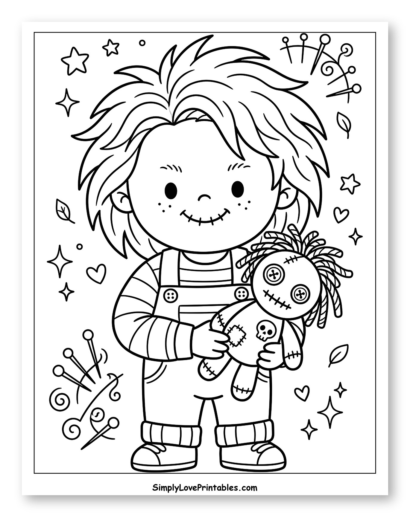 Cute Chucky Character Holding Voodoo Doll