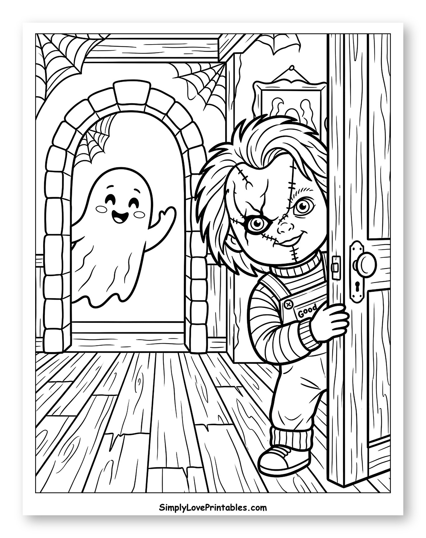 Cute Chucky Peeking at Friendly Ghost