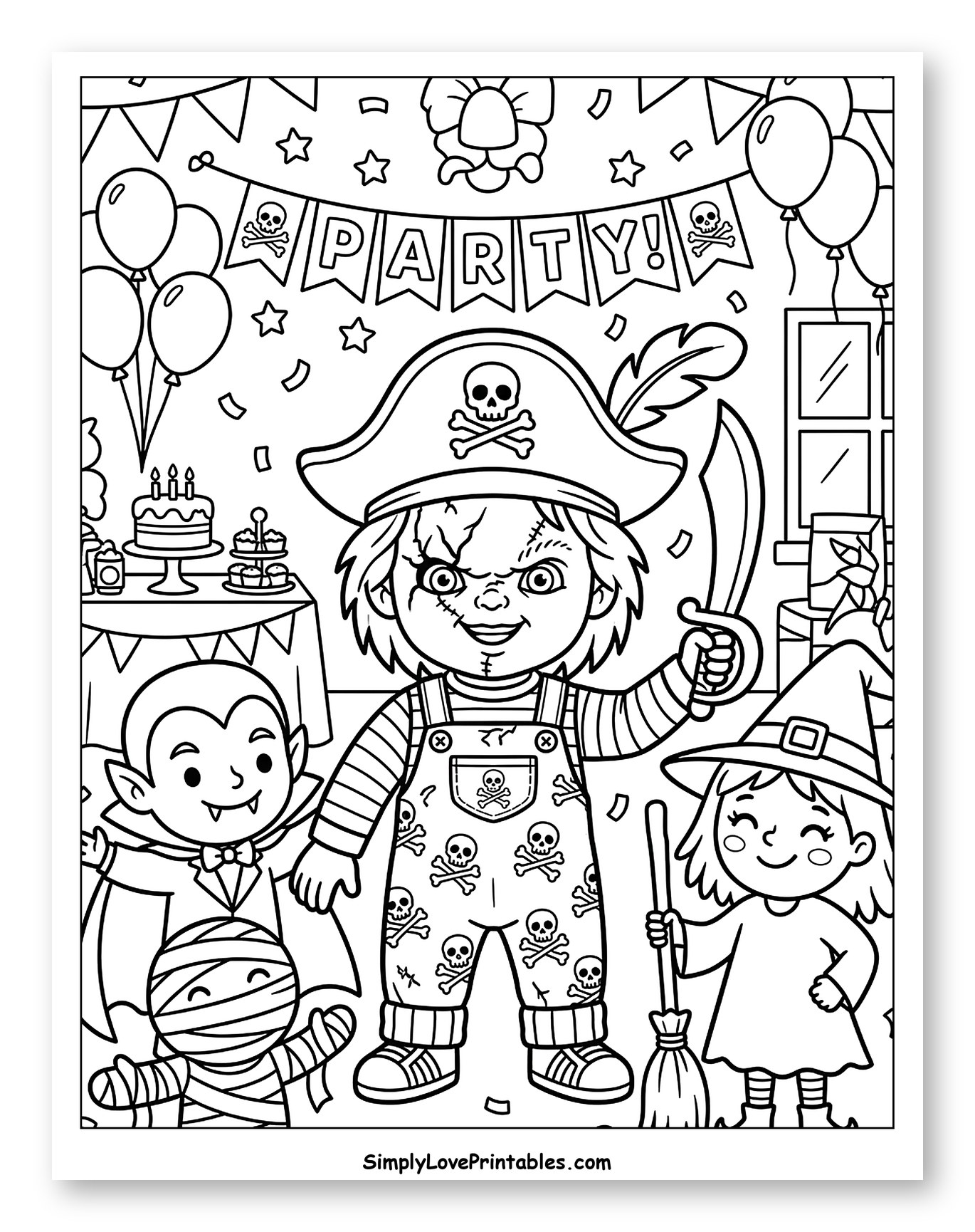 Cute Chucky with Friends at Halloween Party