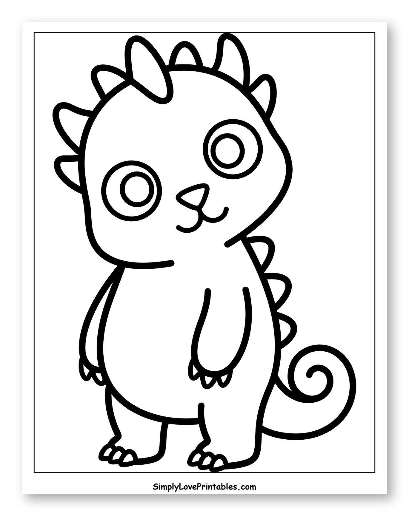 Cute Chupacabra Monster with Spikes and Curly Tail