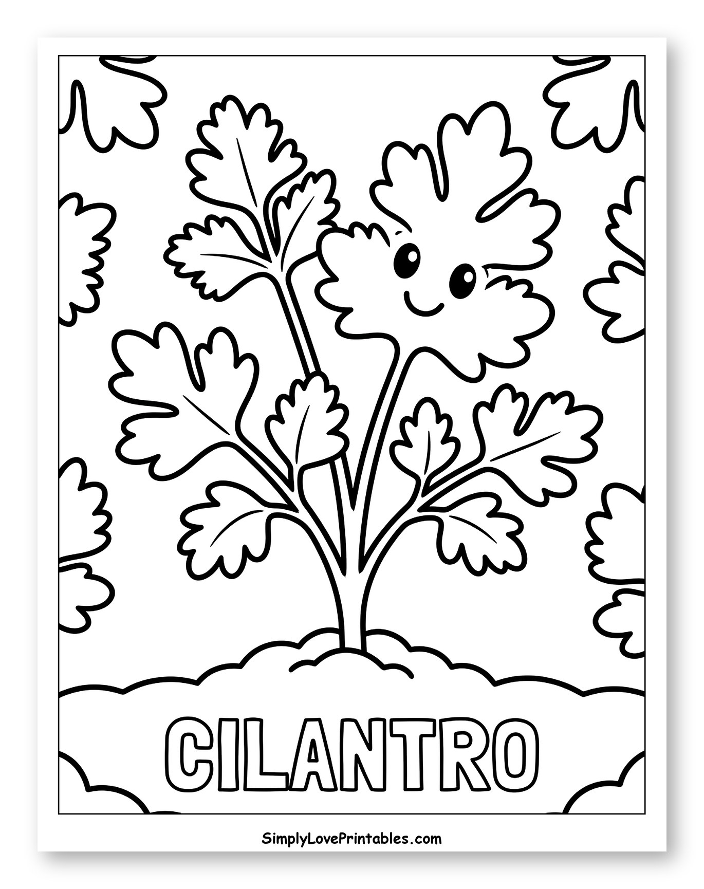 Cute Cilantro Plant with a Happy Face