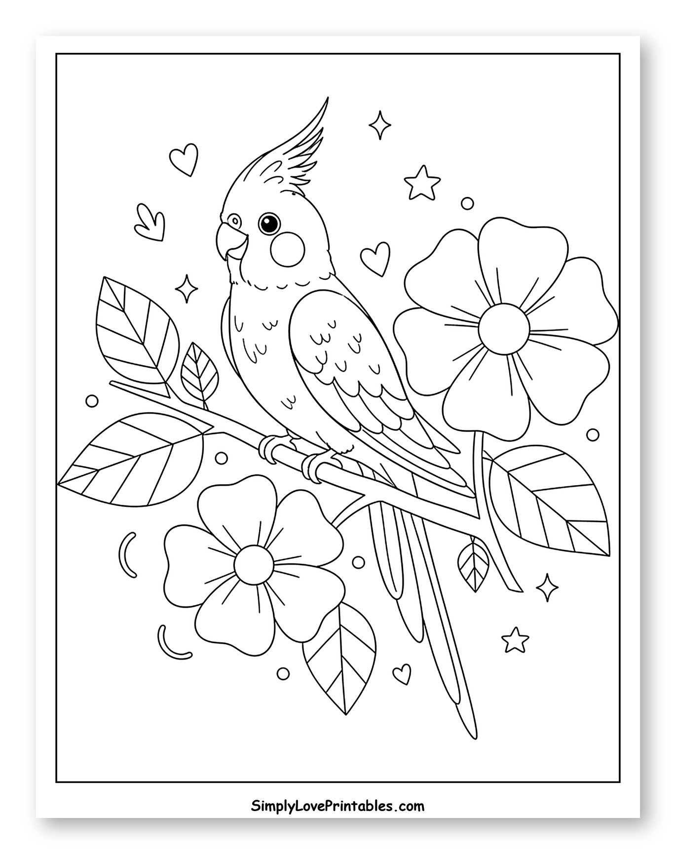 Cute Cockatiel Perched Among Blossoms