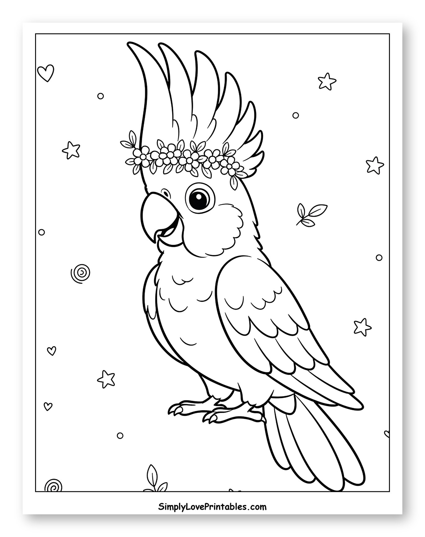 Cute Cockatoo Wearing a Flower Crown