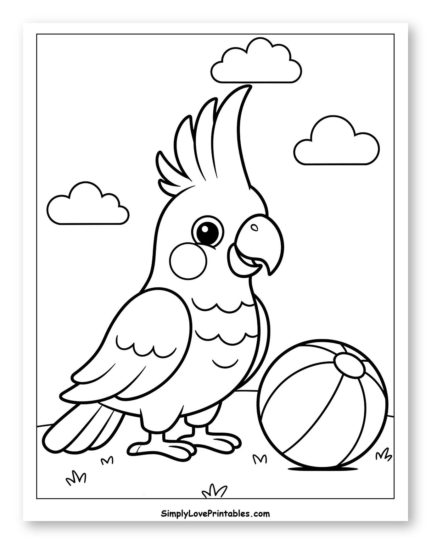 Cute Cockatoo with a Beach Ball