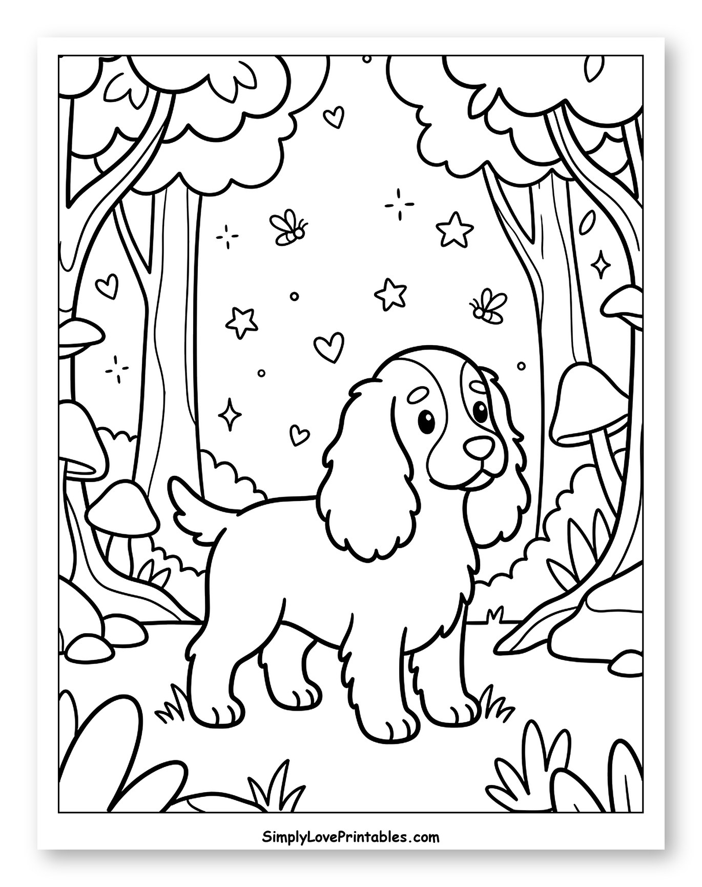 Cute Cocker Spaniel Puppy in a Whimsical Forest