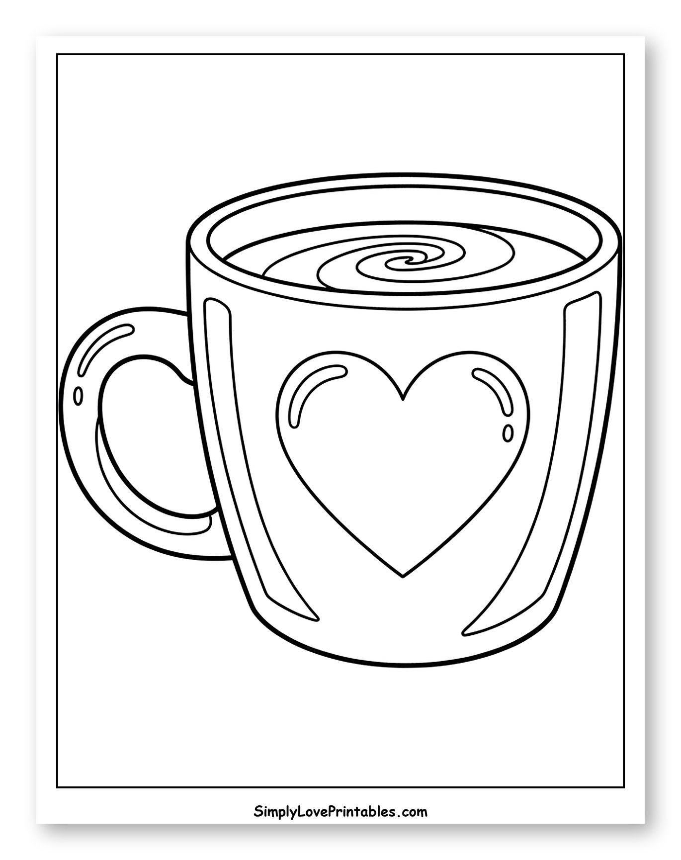 Cute Coffee Mug with Heart and Swirl