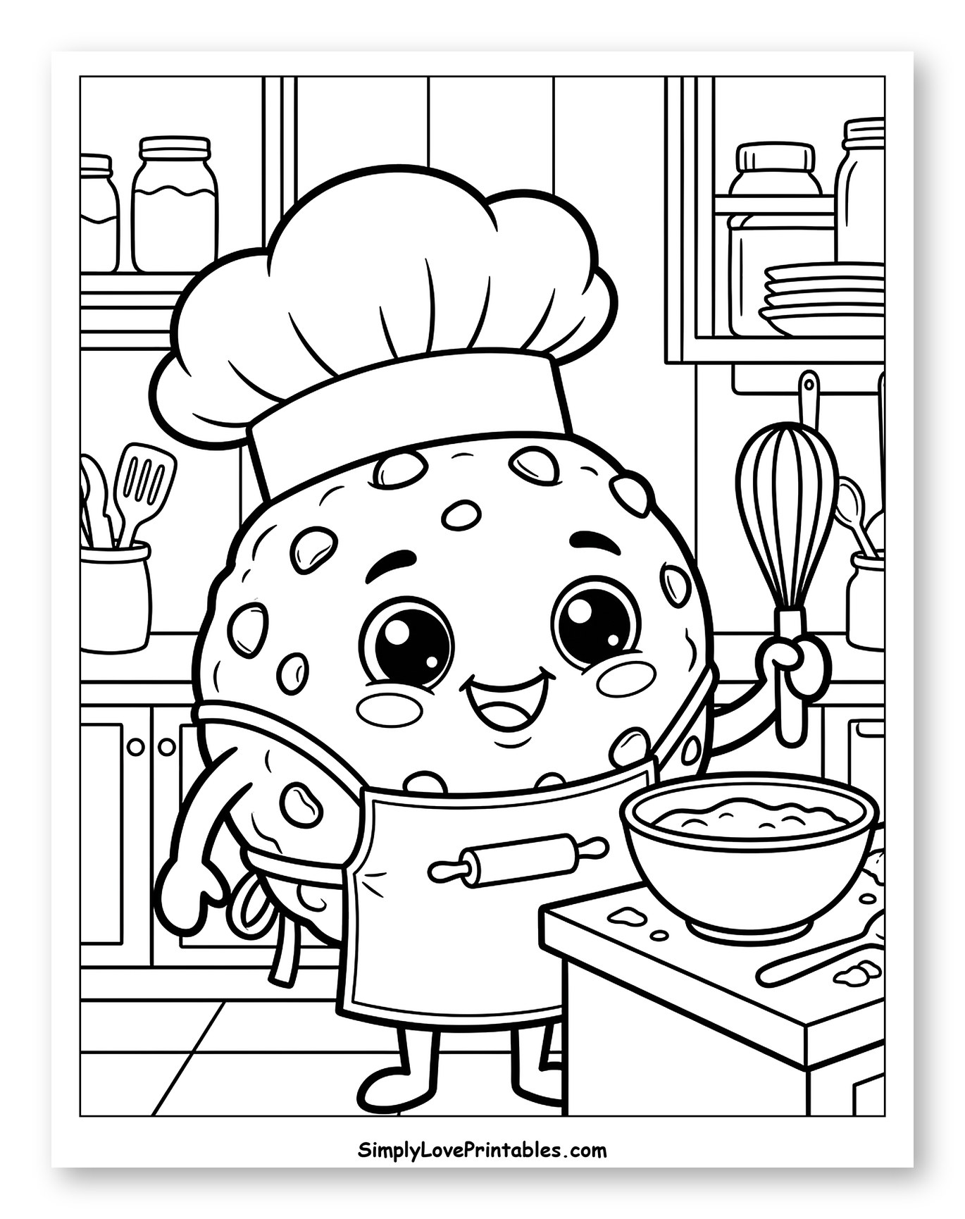 Cute Cookie Character Baking in Kitchen